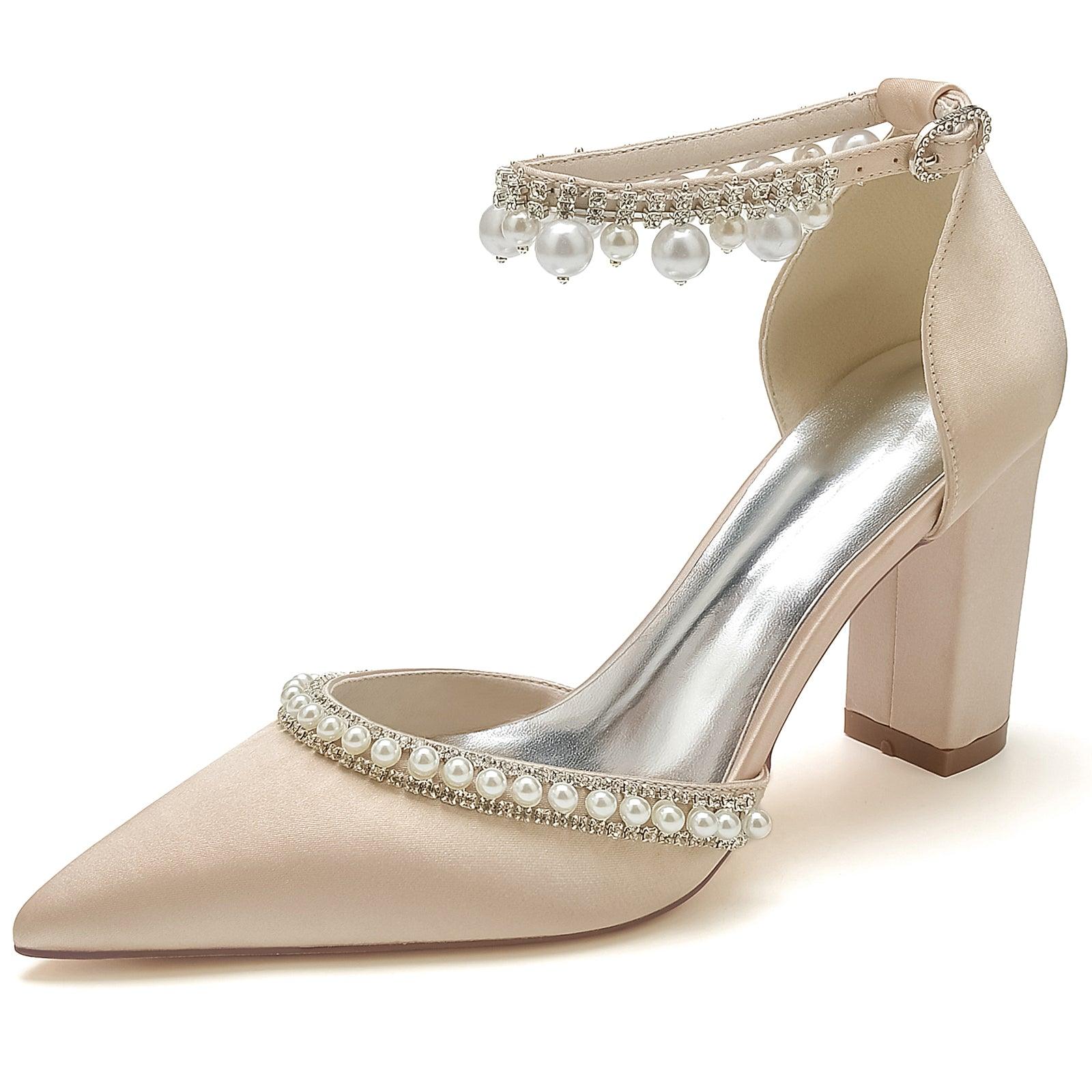 Chunky Heel 8.5cm Silk-Like Shoes CK0190 - COCOMELODY