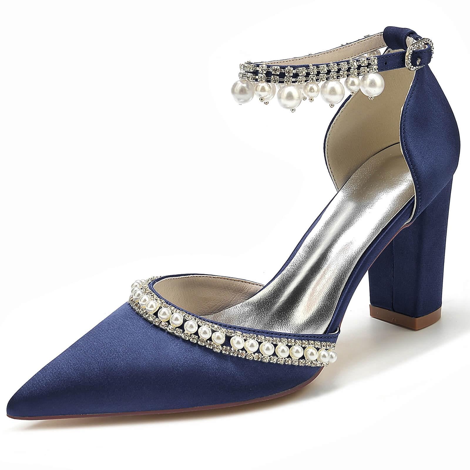 Chunky Heel 8.5cm Silk-Like Shoes CK0190 - COCOMELODY