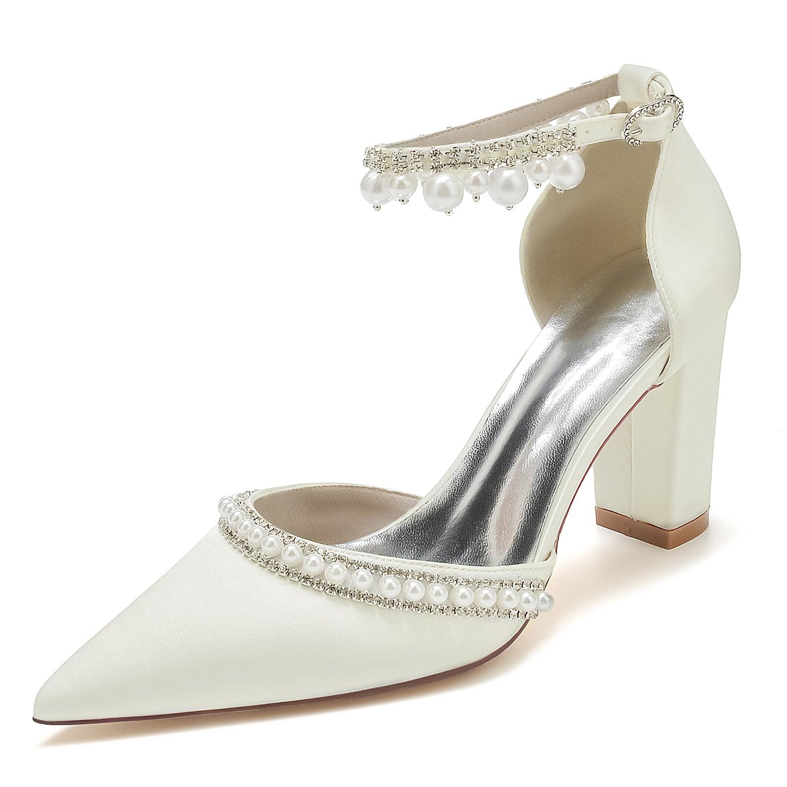 Chunky Heel 8.5cm Silk-Like Shoes CK0190 - COCOMELODY