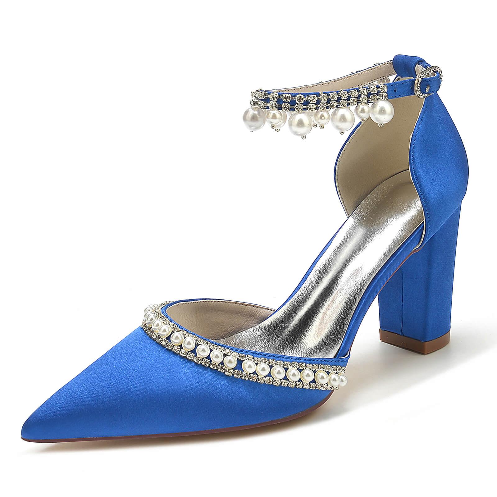 Chunky Heel 8.5cm Silk-Like Shoes CK0190 - COCOMELODY