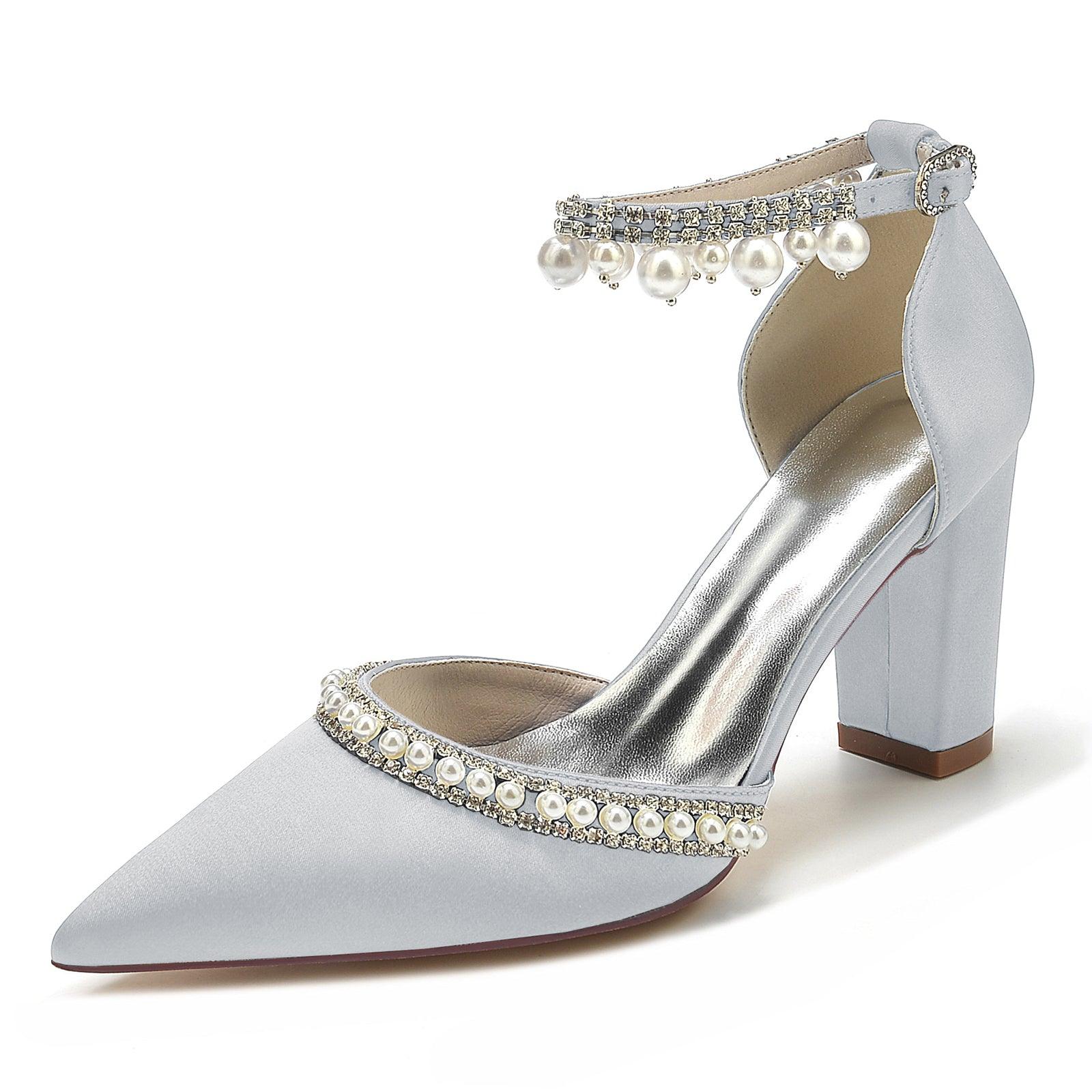 Chunky Heel 8.5cm Silk-Like Shoes CK0190 - COCOMELODY