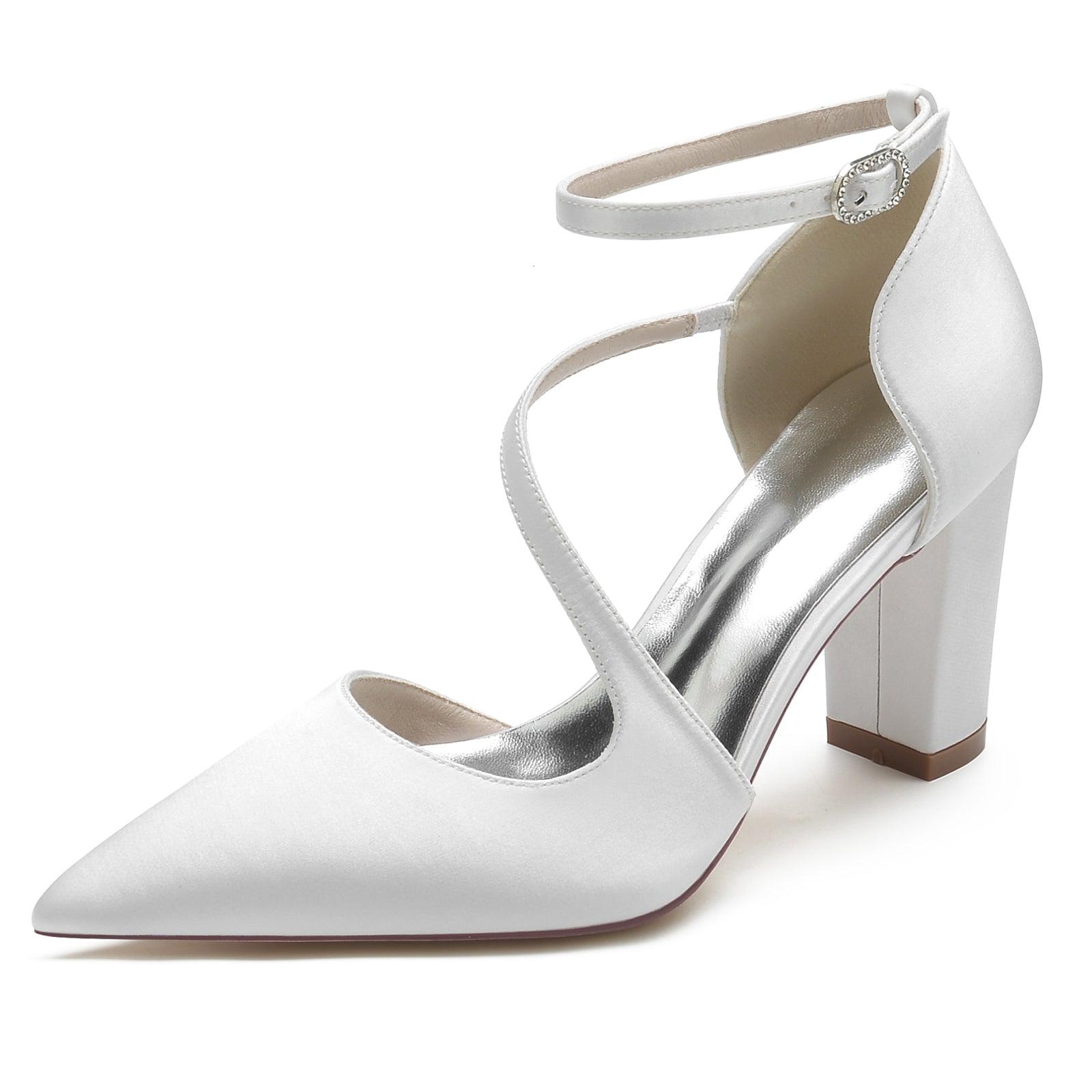 Chunky Heel 8.5cm Silk-Like Shoes CK0192 - COCOMELODY
