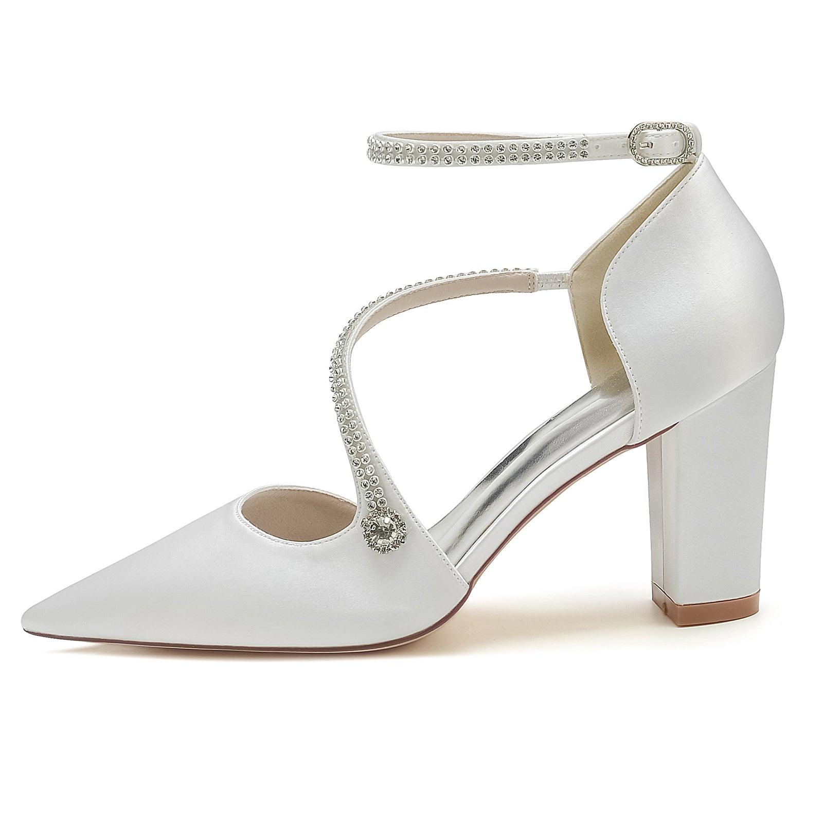Chunky Heel 8.5cm Silk-Like Shoes CK0193 - COCOMELODY