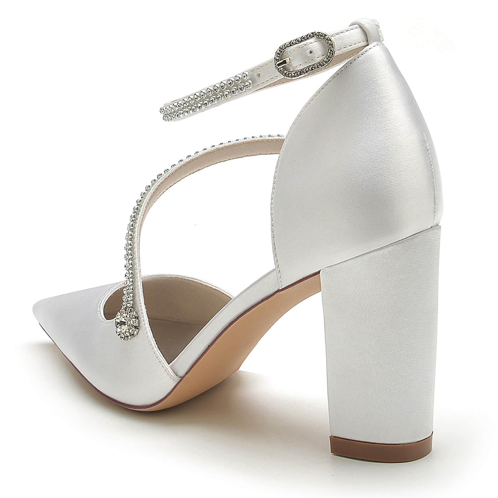 Chunky Heel 8.5cm Silk-Like Shoes CK0193 - COCOMELODY