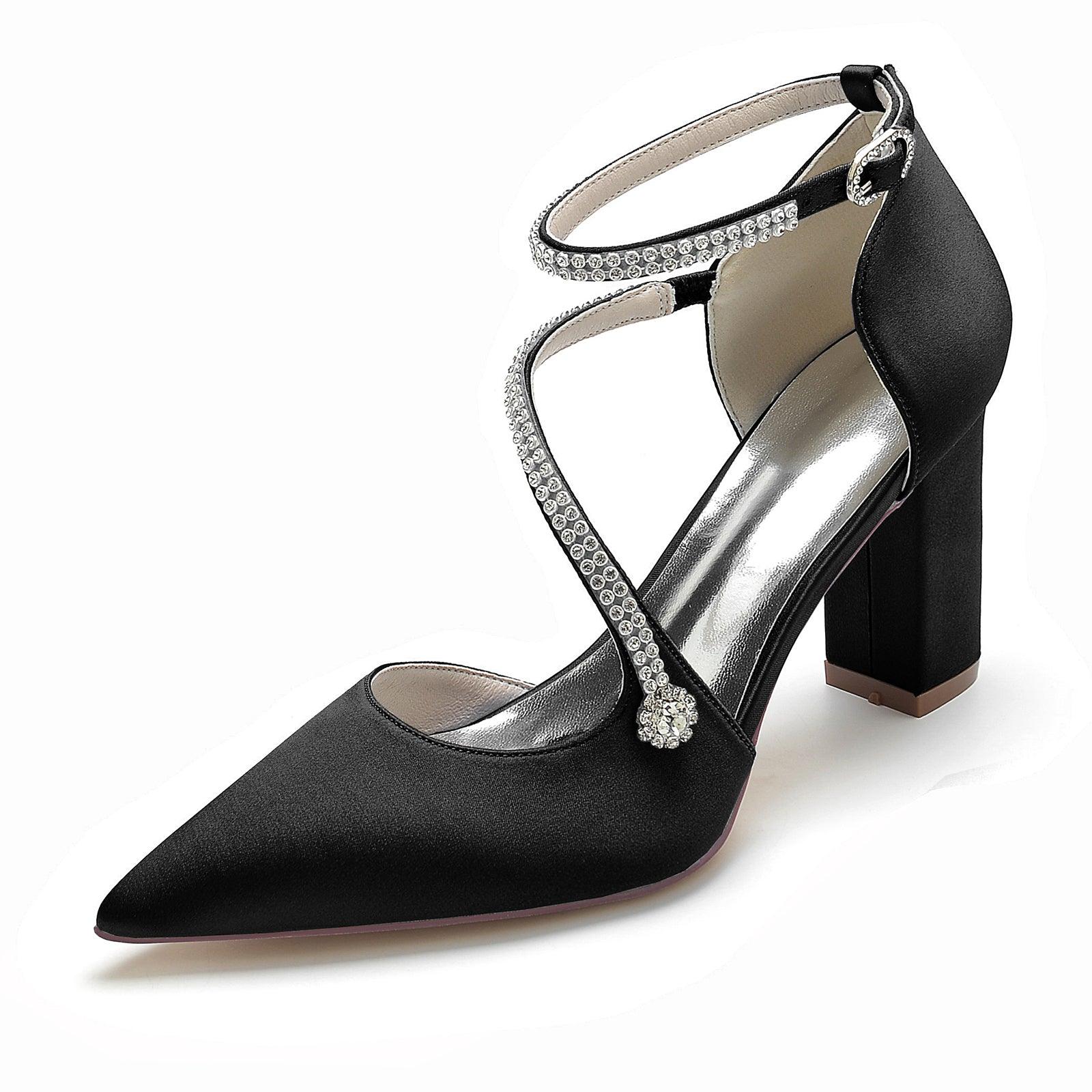 Chunky Heel 8.5cm Silk-Like Shoes CK0193 - COCOMELODY