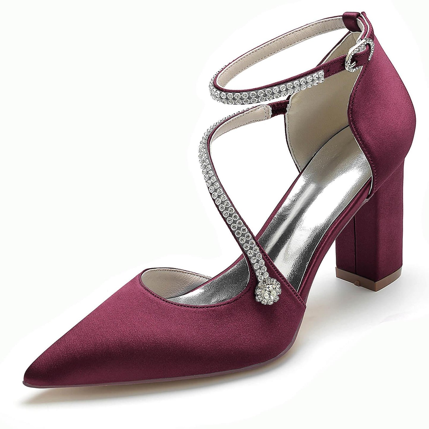 Chunky Heel 8.5cm Silk-Like Shoes CK0193 - COCOMELODY