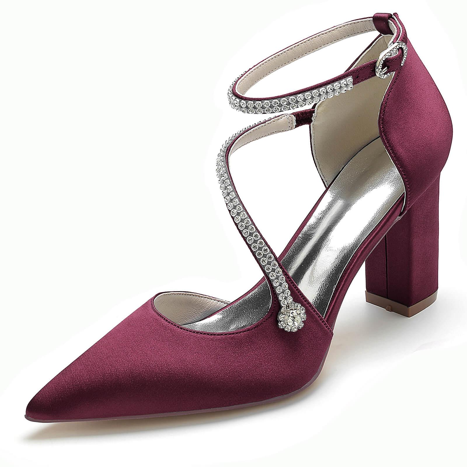 Chunky Heel 8.5cm Silk-Like Shoes CK0193 - COCOMELODY