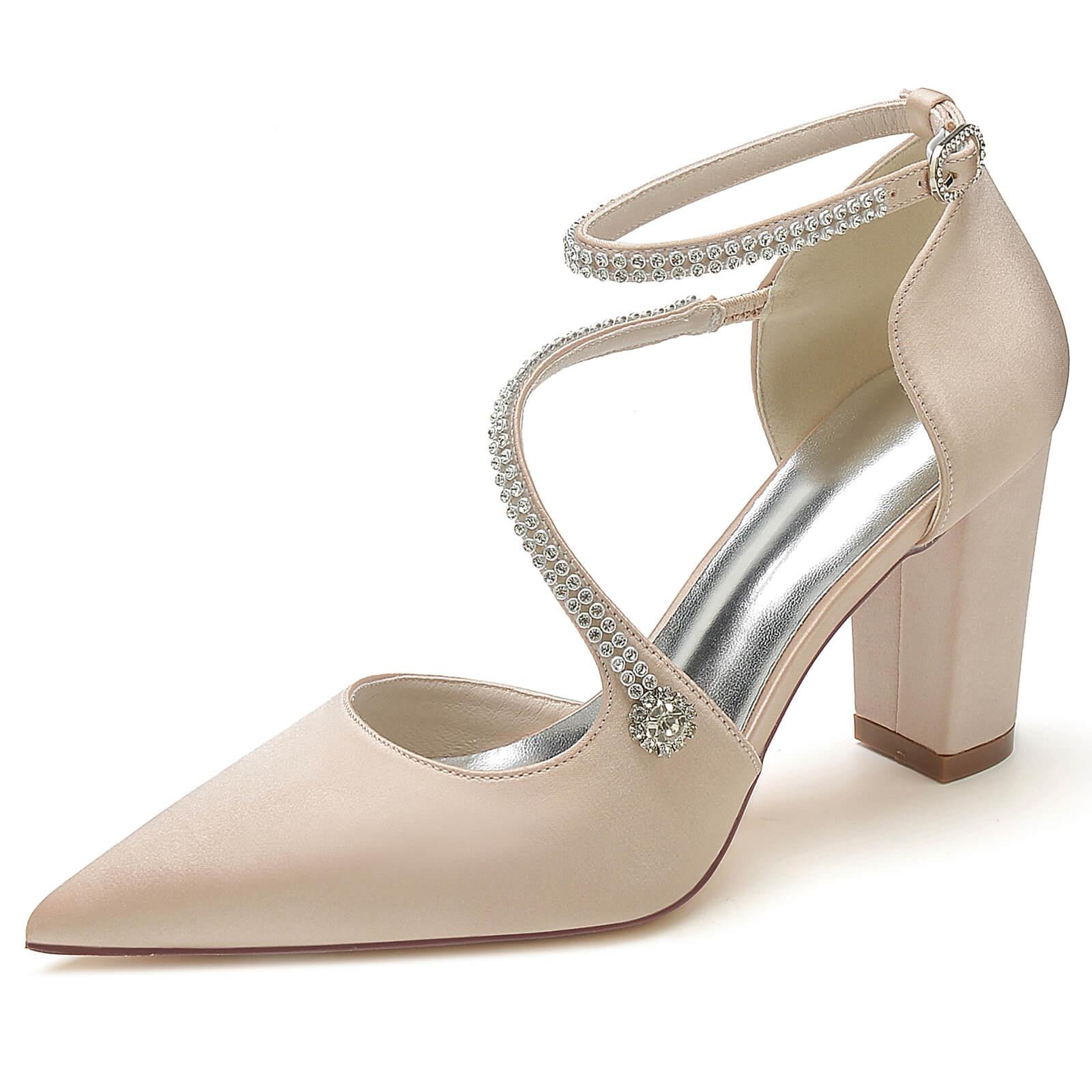 Chunky Heel 8.5cm Silk-Like Shoes CK0193 - COCOMELODY