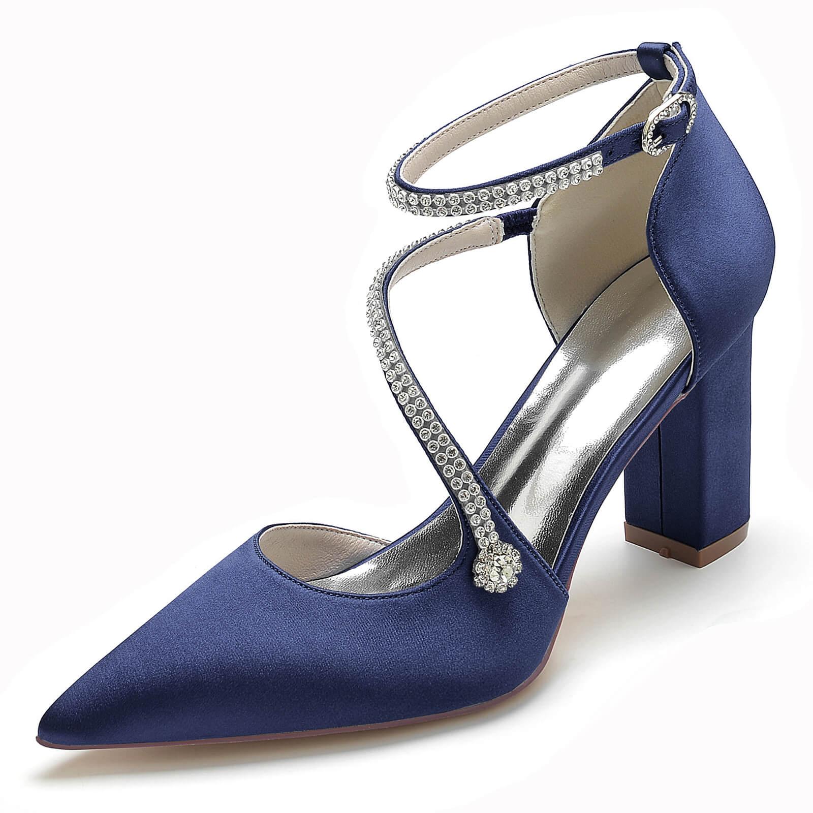 Chunky Heel 8.5cm Silk-Like Shoes CK0193 - COCOMELODY