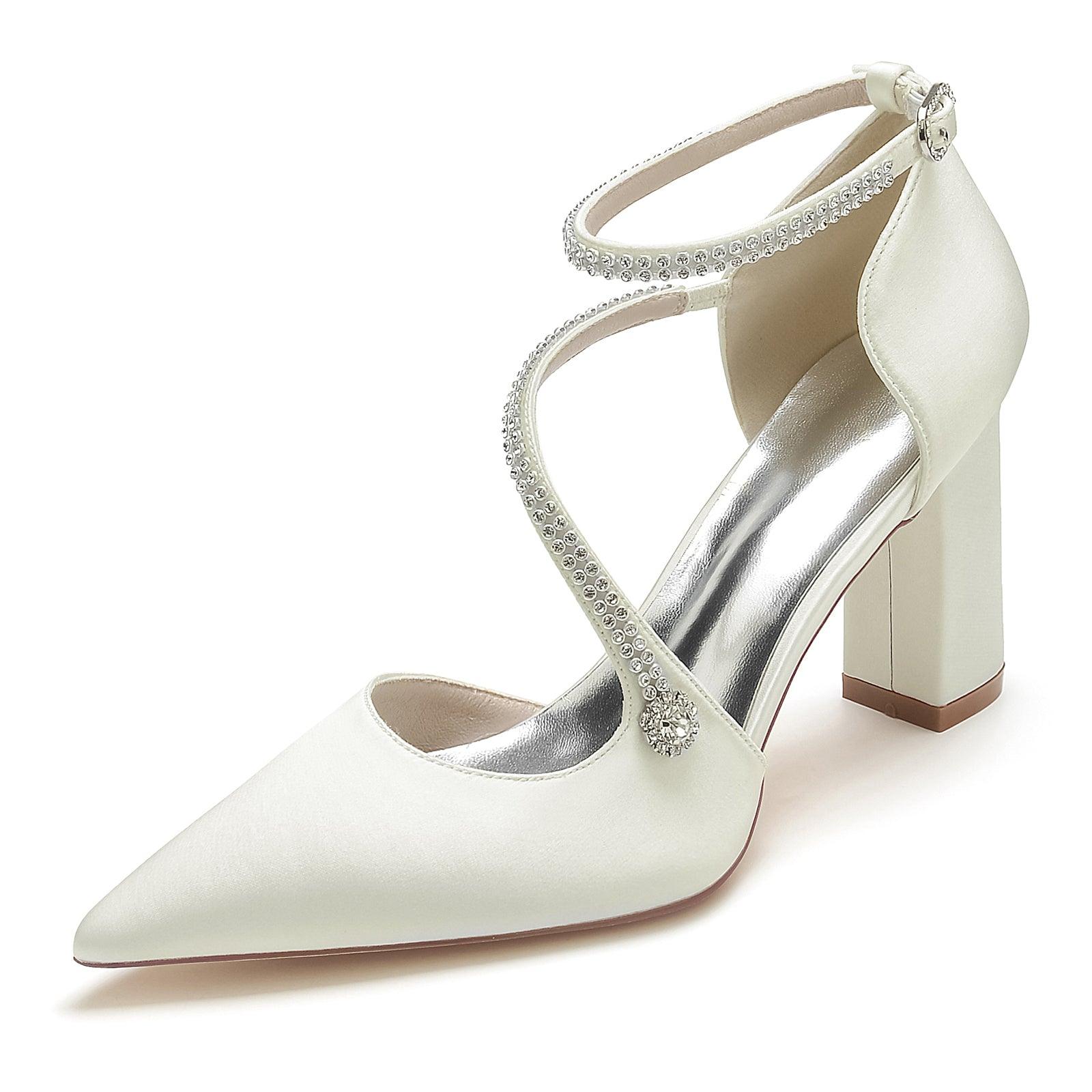 Chunky Heel 8.5cm Silk-Like Shoes CK0193 - COCOMELODY