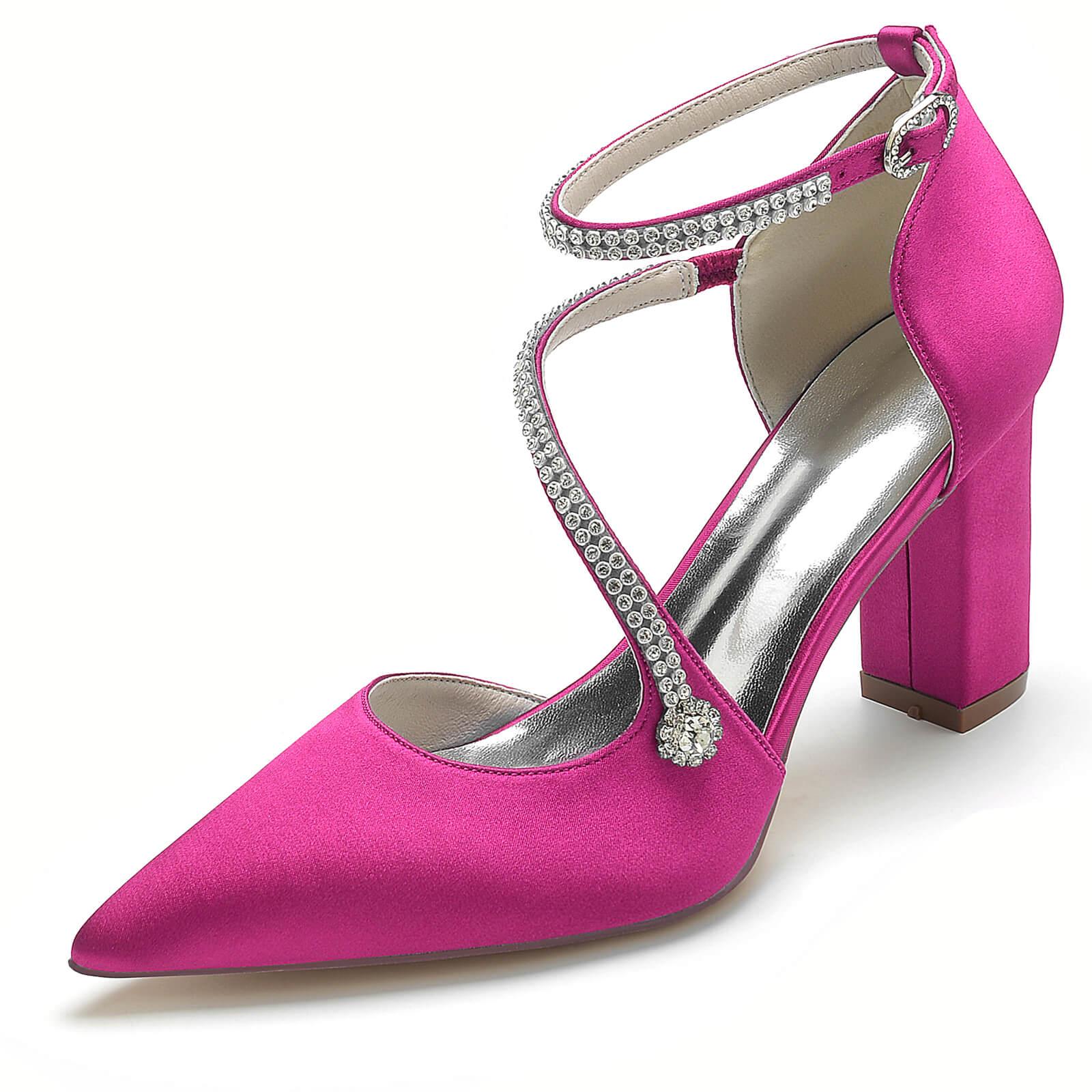Chunky Heel 8.5cm Silk-Like Shoes CK0193 - COCOMELODY