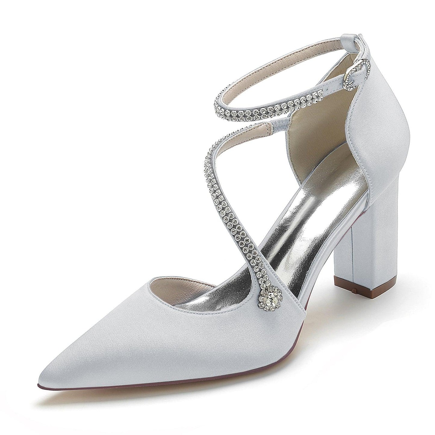 Chunky Heel 8.5cm Silk-Like Shoes CK0193 - COCOMELODY