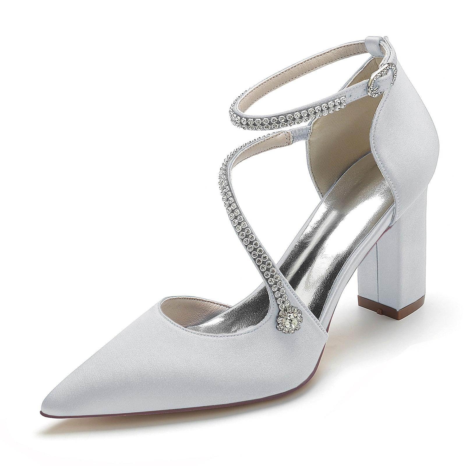 Chunky Heel 8.5cm Silk-Like Shoes CK0193 - COCOMELODY