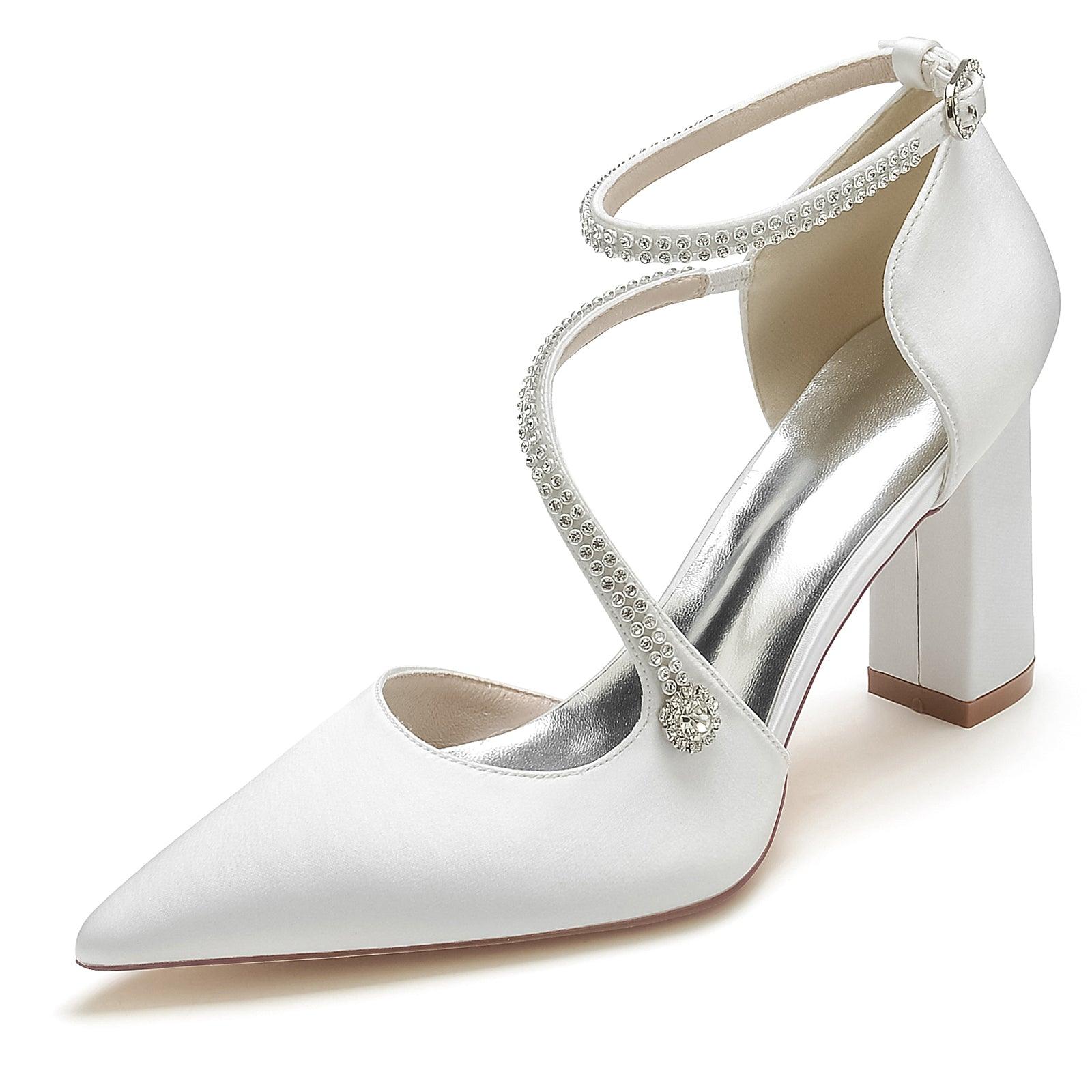 Chunky Heel 8.5cm Silk-Like Shoes CK0193 - COCOMELODY