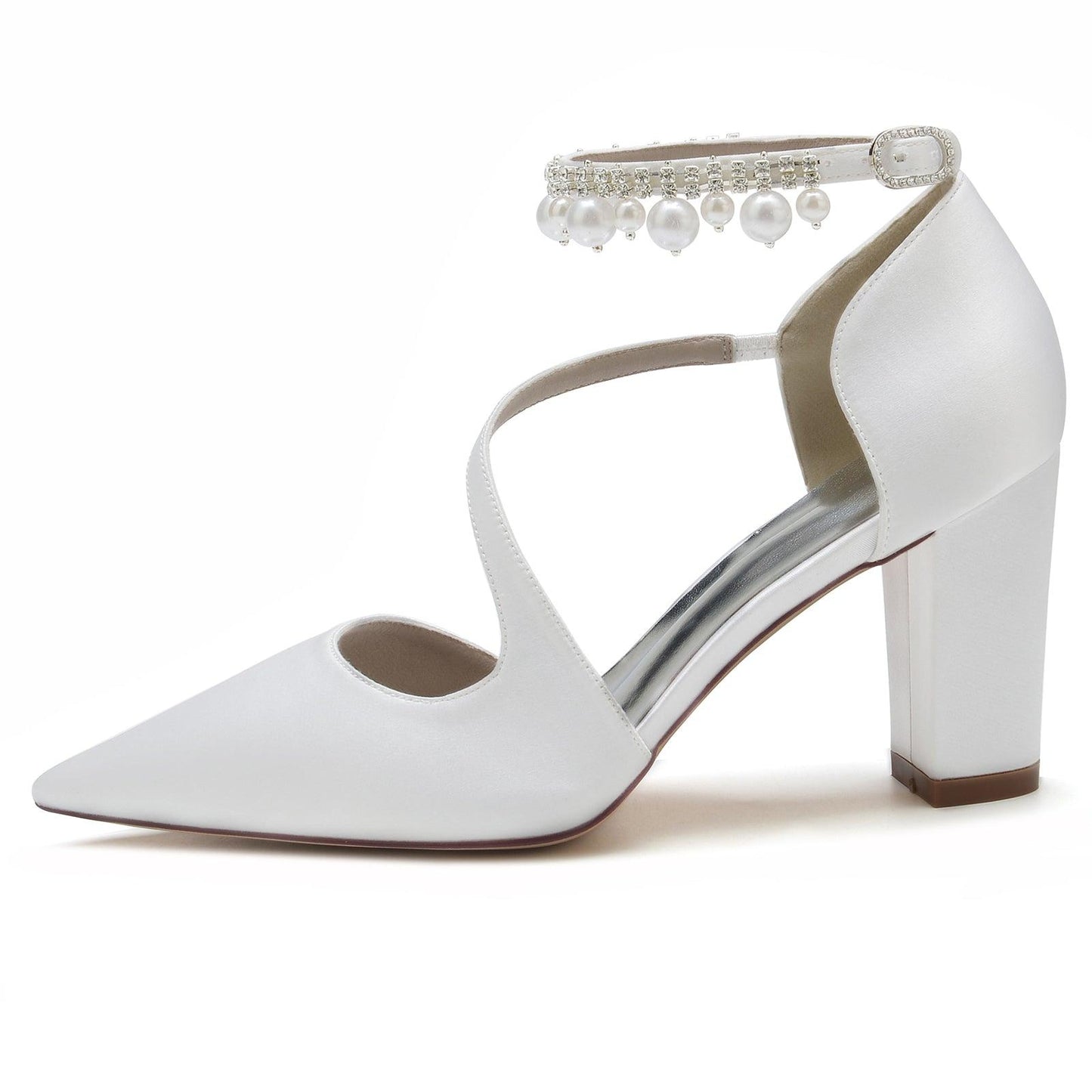 Chunky Heel 8.5cm Silk-Like Shoes CK0194 - COCOMELODY