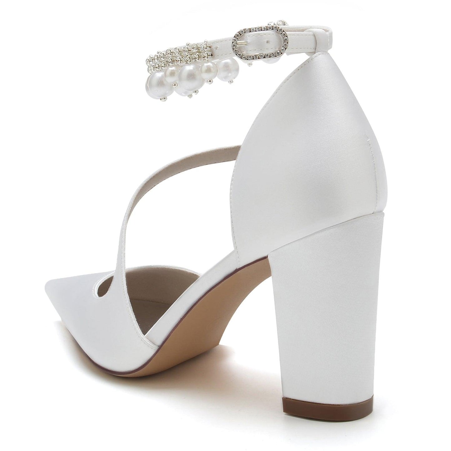 Chunky Heel 8.5cm Silk-Like Shoes CK0194 - COCOMELODY