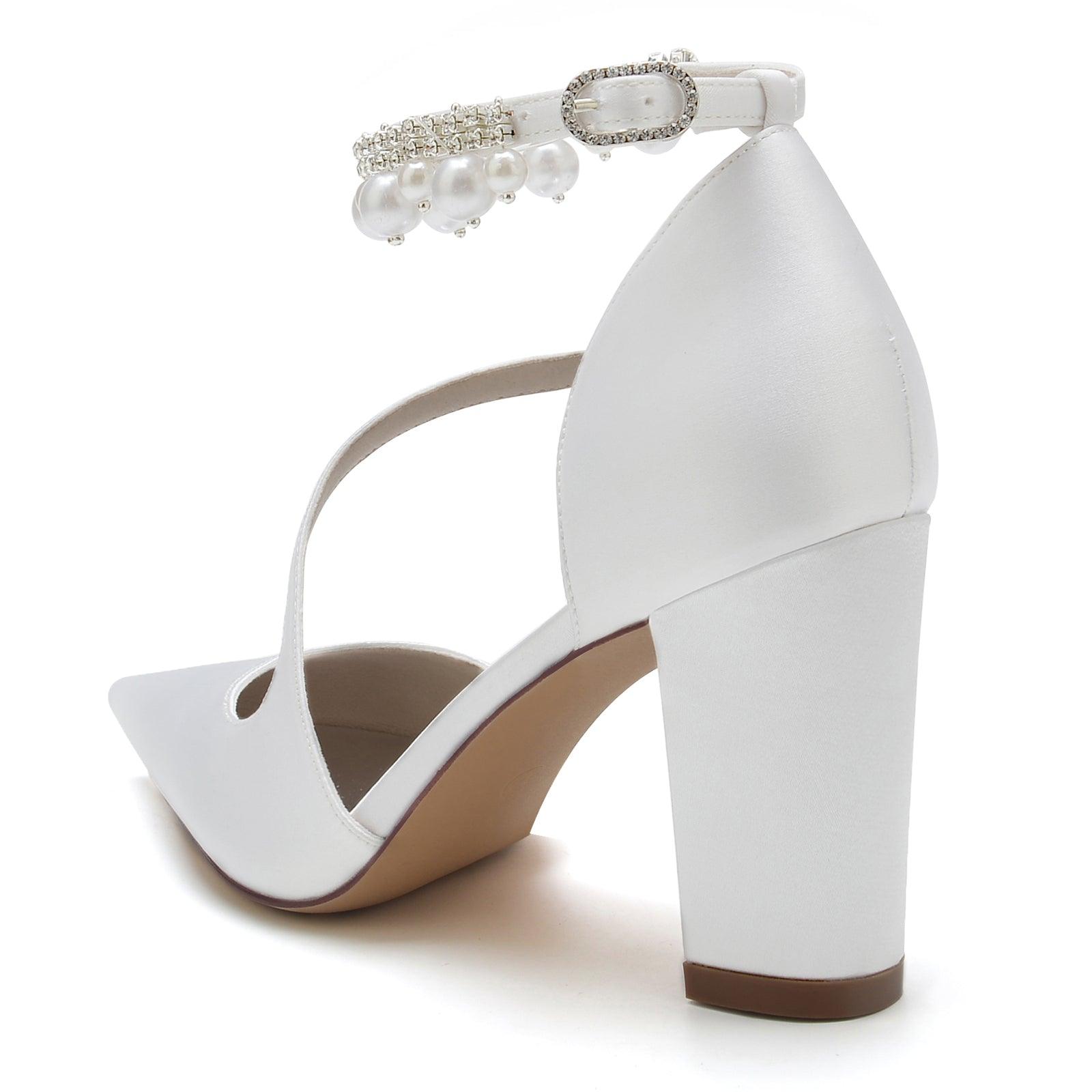 Chunky Heel 8.5cm Silk-Like Shoes CK0194 - COCOMELODY