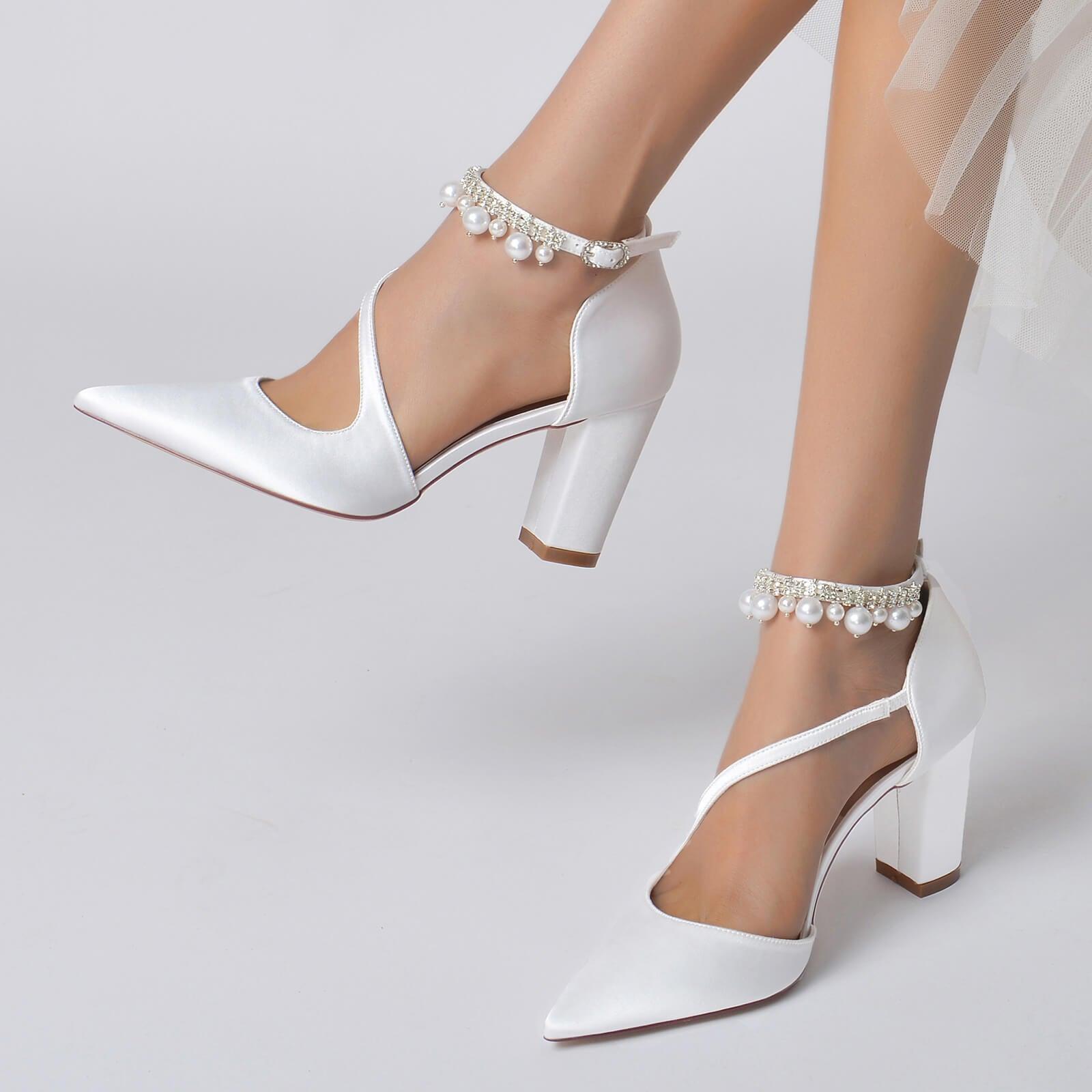 Chunky Heel 8.5cm Silk-Like Shoes CK0194 - COCOMELODY