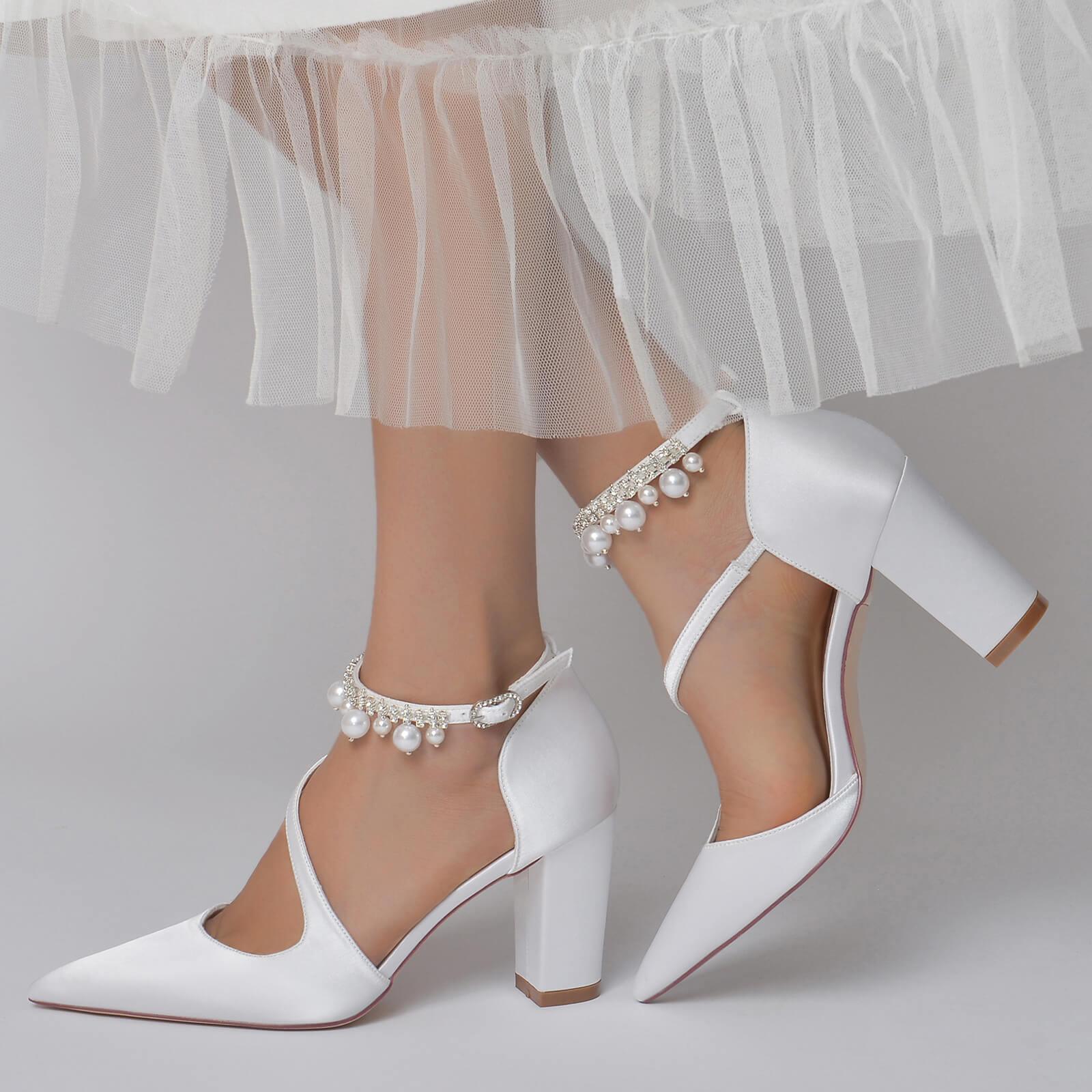 Chunky Heel 8.5cm Silk-Like Shoes CK0194 - COCOMELODY