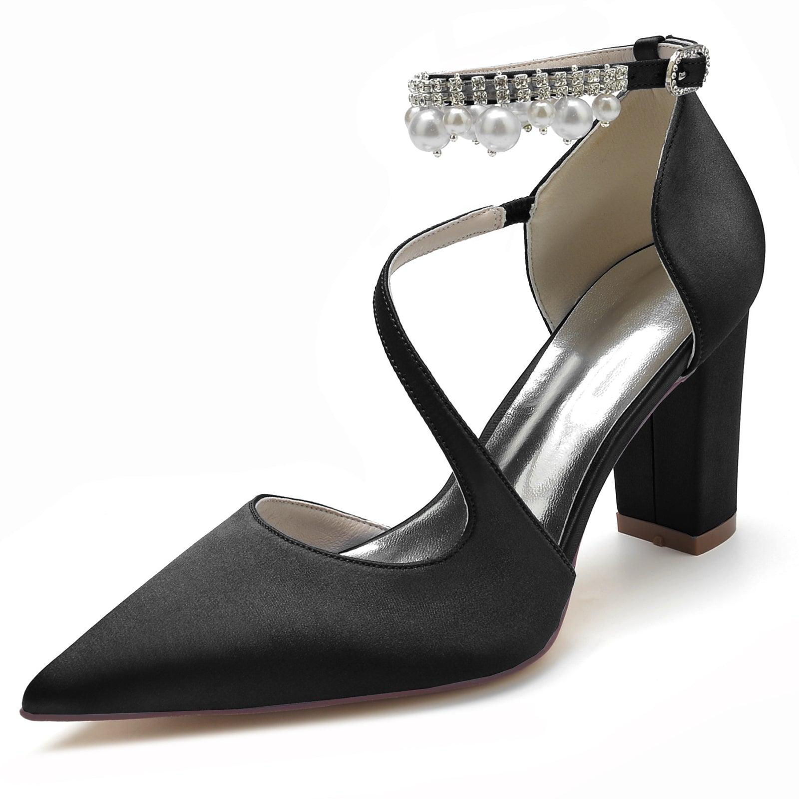Chunky Heel 8.5cm Silk-Like Shoes CK0194 - COCOMELODY