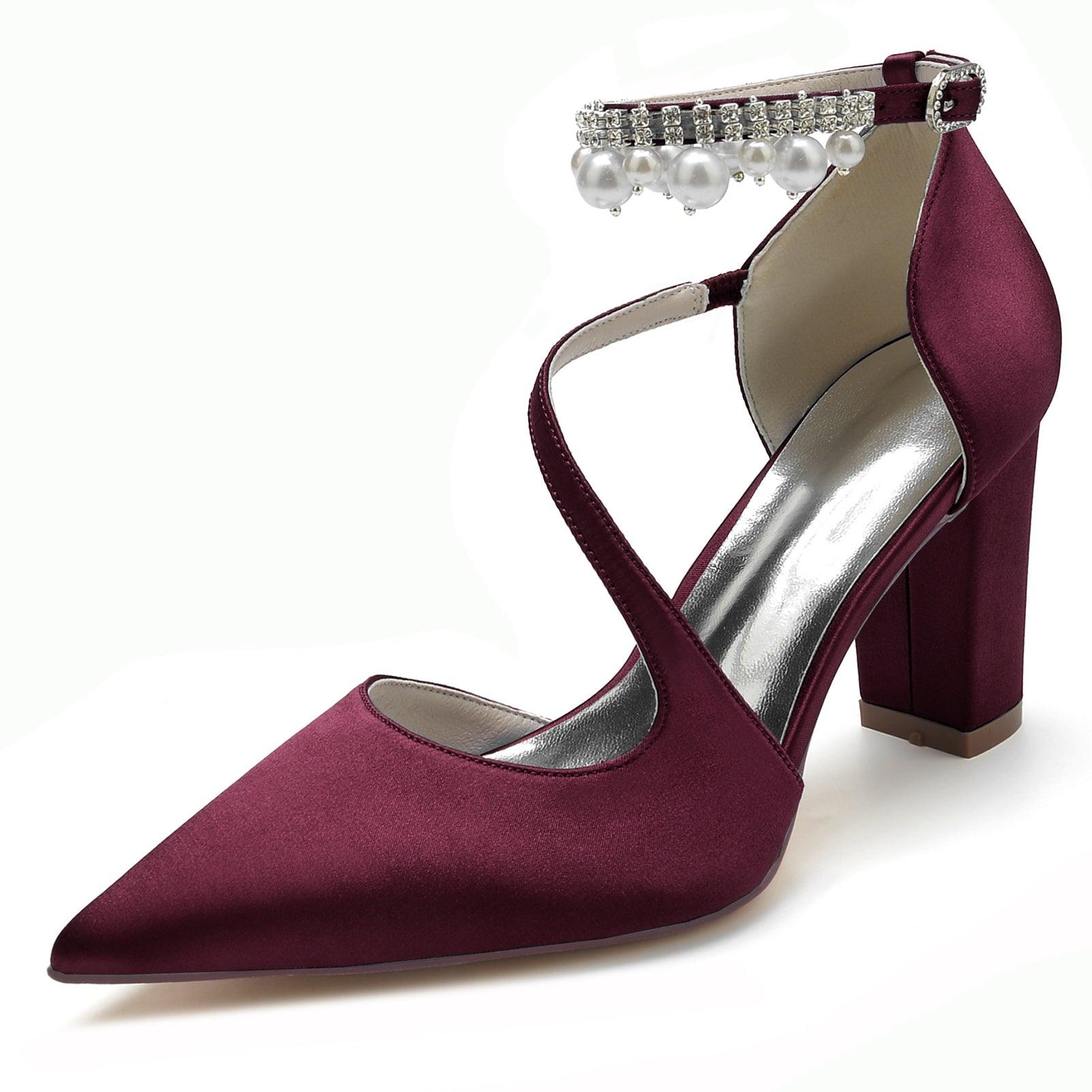 Chunky Heel 8.5cm Silk-Like Shoes CK0194 - COCOMELODY