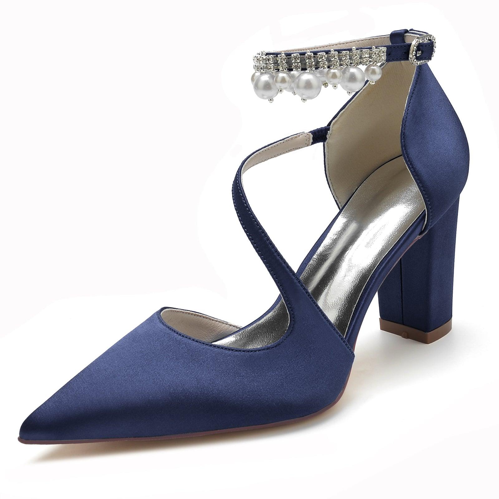 Chunky Heel 8.5cm Silk-Like Shoes CK0194 - COCOMELODY