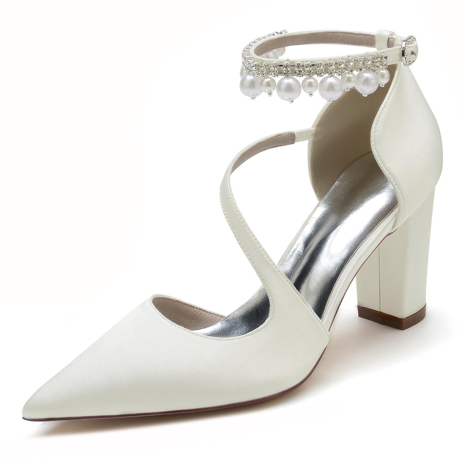 Chunky Heel 8.5cm Silk-Like Shoes CK0194 - COCOMELODY