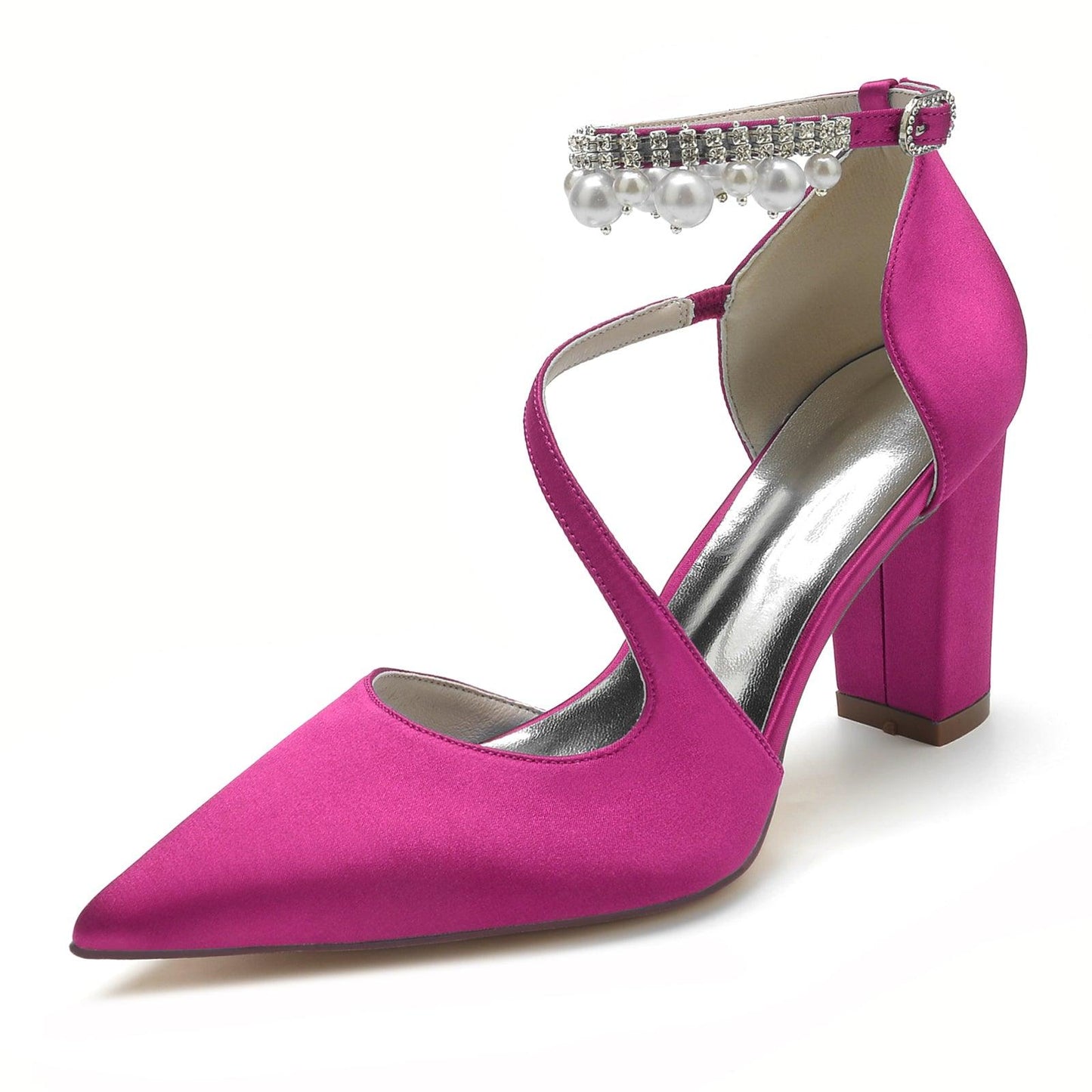 Chunky Heel 8.5cm Silk-Like Shoes CK0194 - COCOMELODY