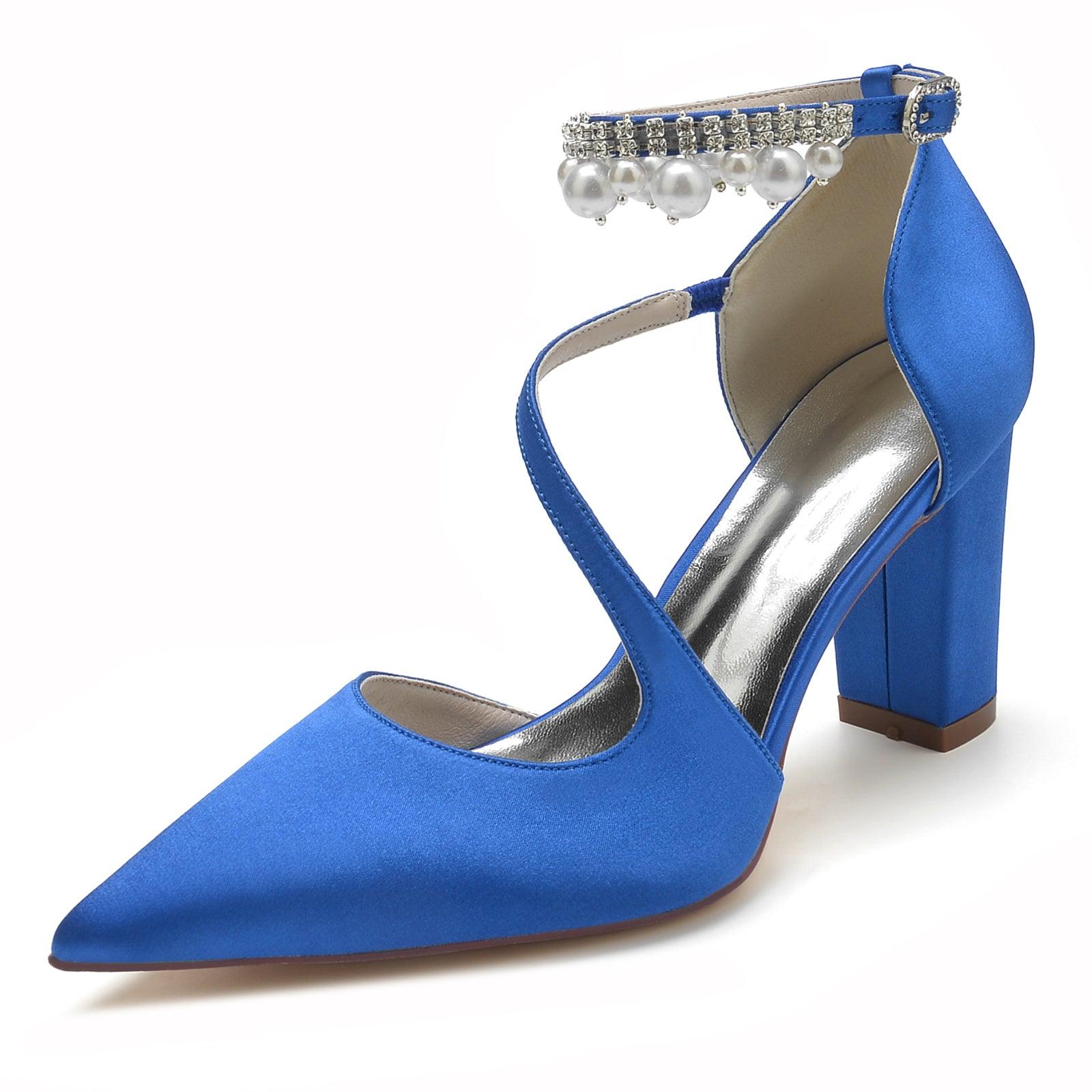 Chunky Heel 8.5cm Silk-Like Shoes CK0194 - COCOMELODY