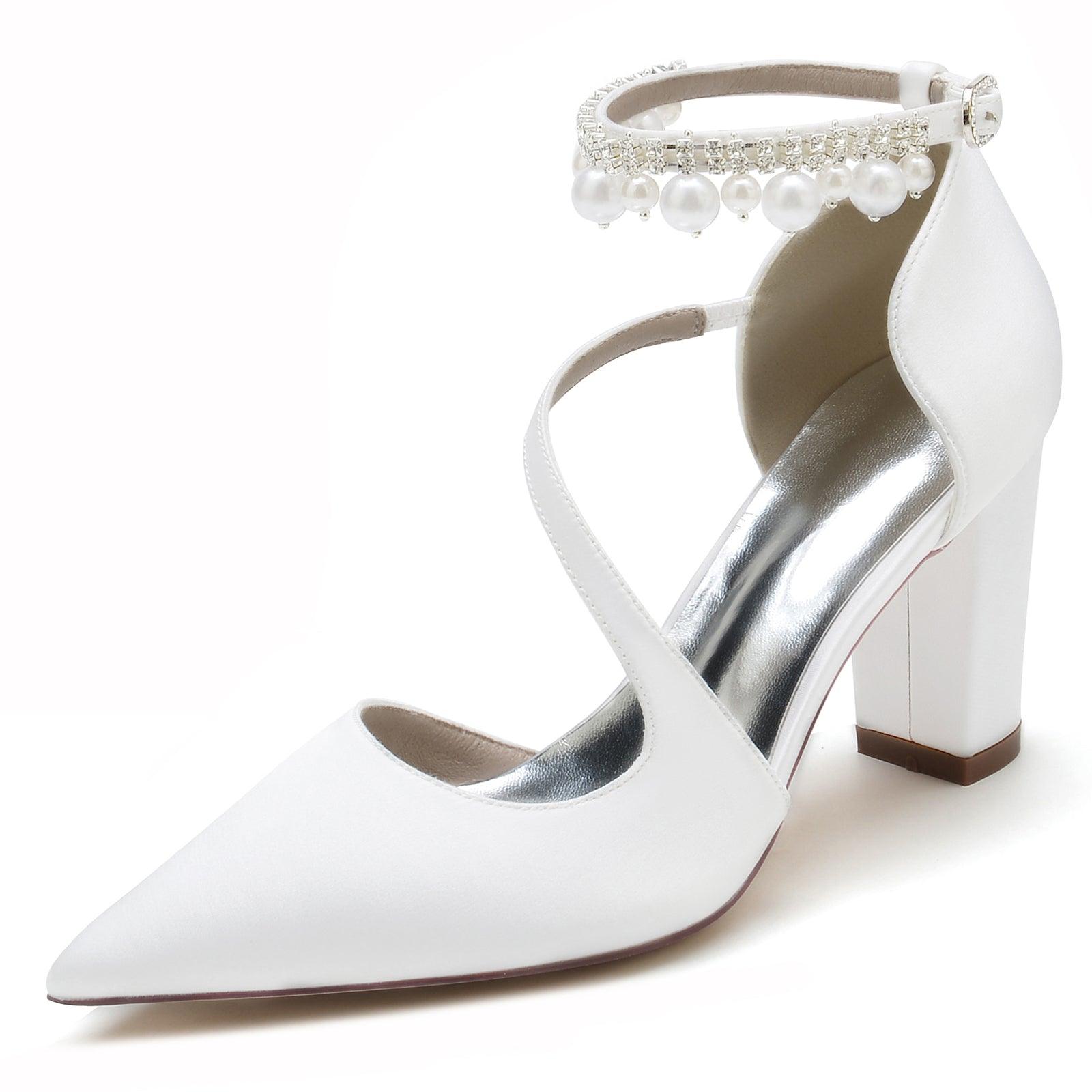 Chunky Heel 8.5cm Silk-Like Shoes CK0194 - COCOMELODY