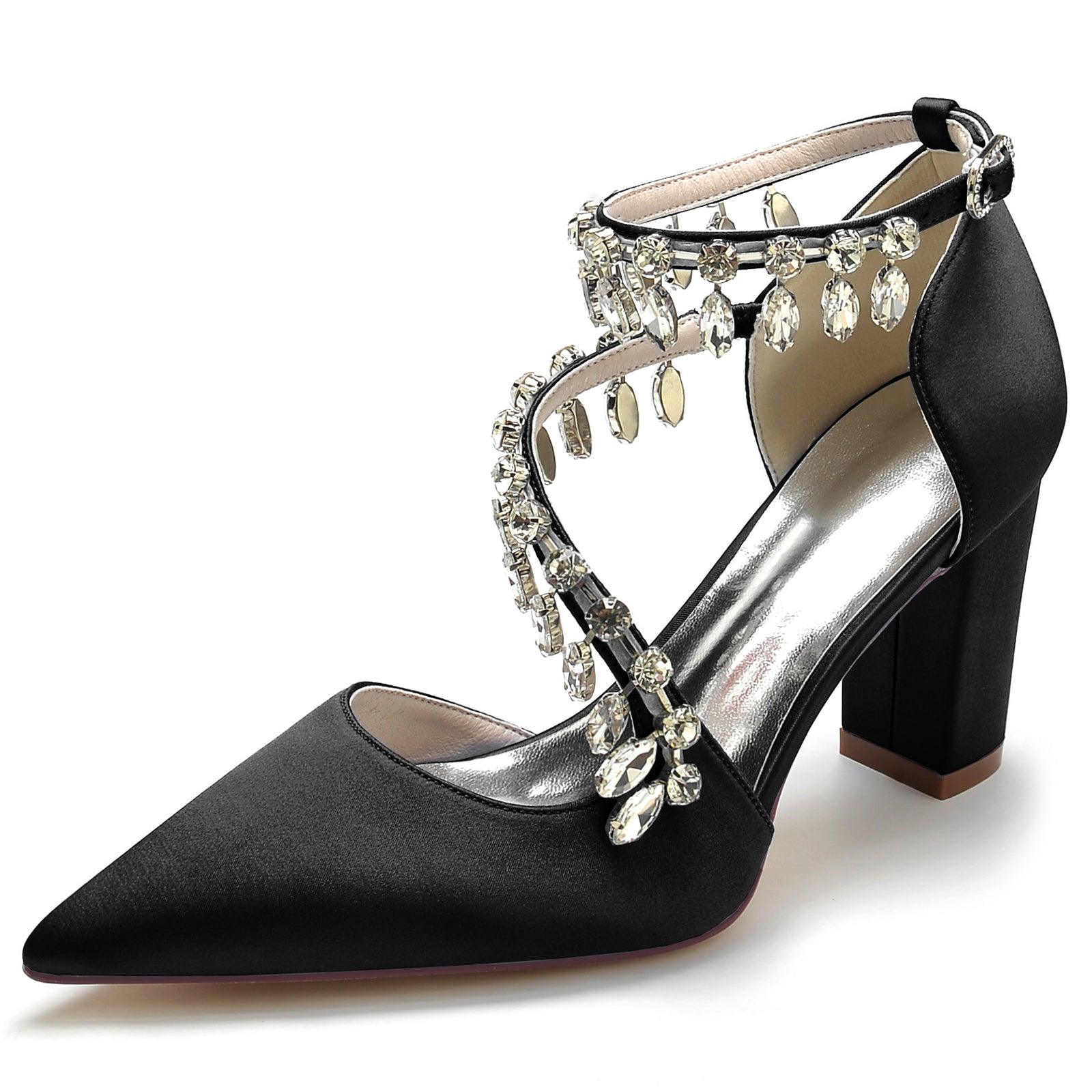 Chunky Heel 8.5cm Silk-Like Shoes CK0195 - COCOMELODY