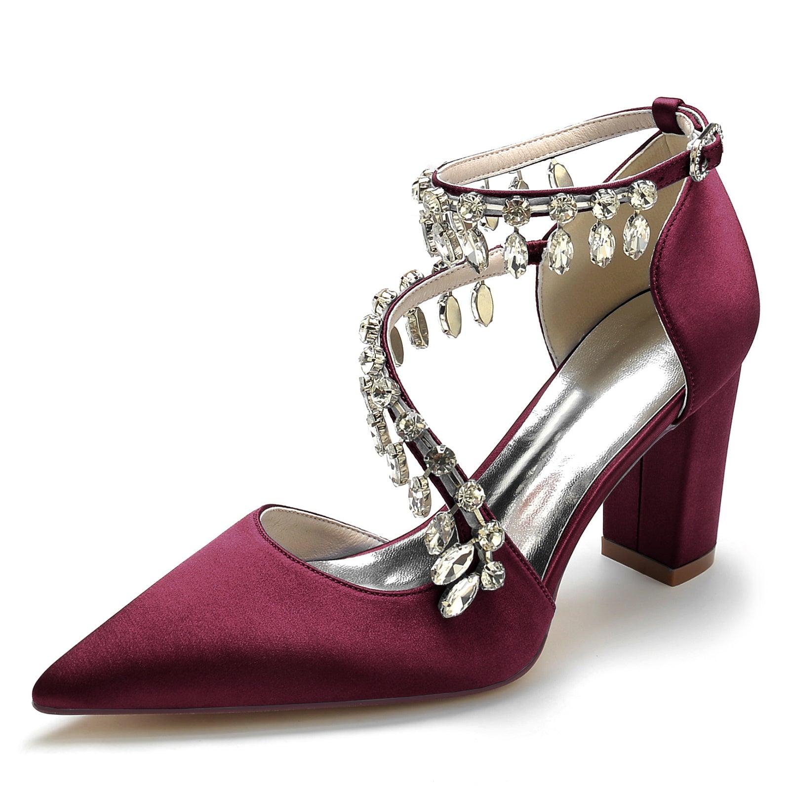 Chunky Heel 8.5cm Silk-Like Shoes CK0195 - COCOMELODY