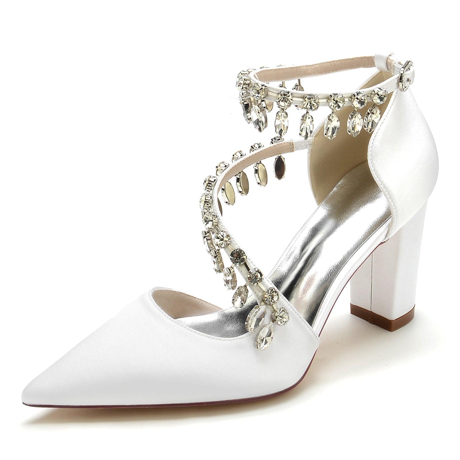 Chunky Heel 8.5cm Silk-Like Shoes CK0195 - COCOMELODY