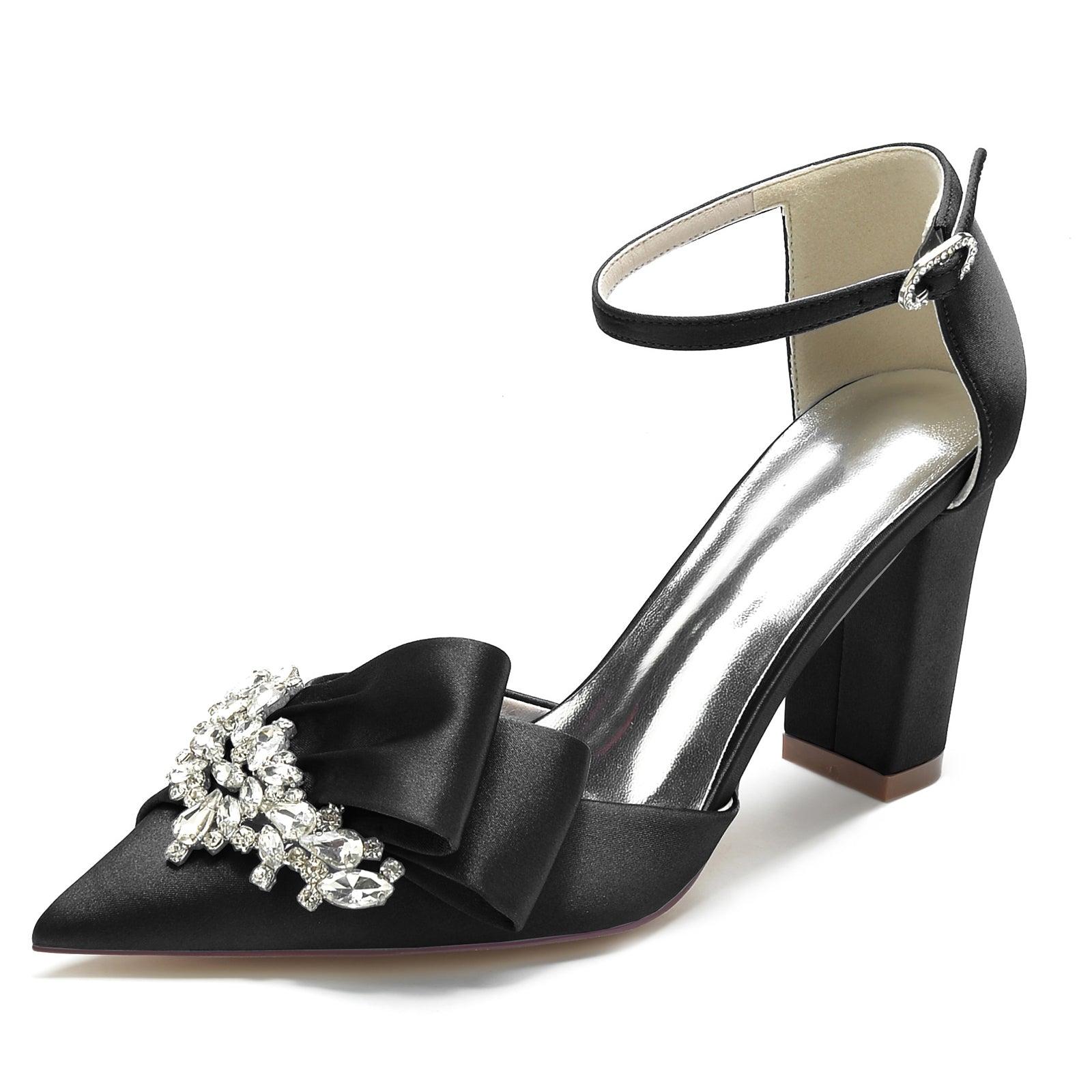 Chunky Heel 8.5cm Silk-Like Shoes CK0196 - COCOMELODY