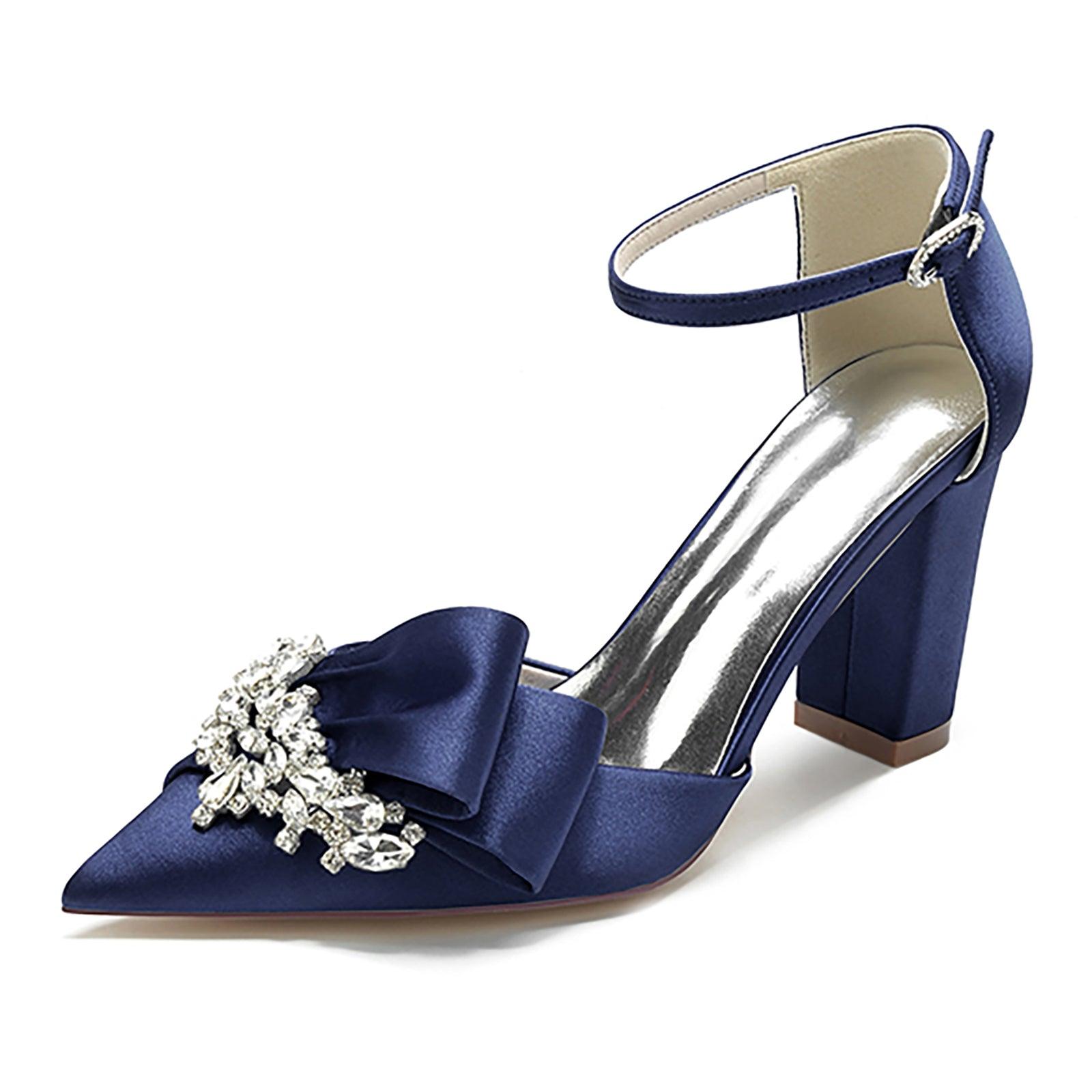 Chunky Heel 8.5cm Silk-Like Shoes CK0196 - COCOMELODY