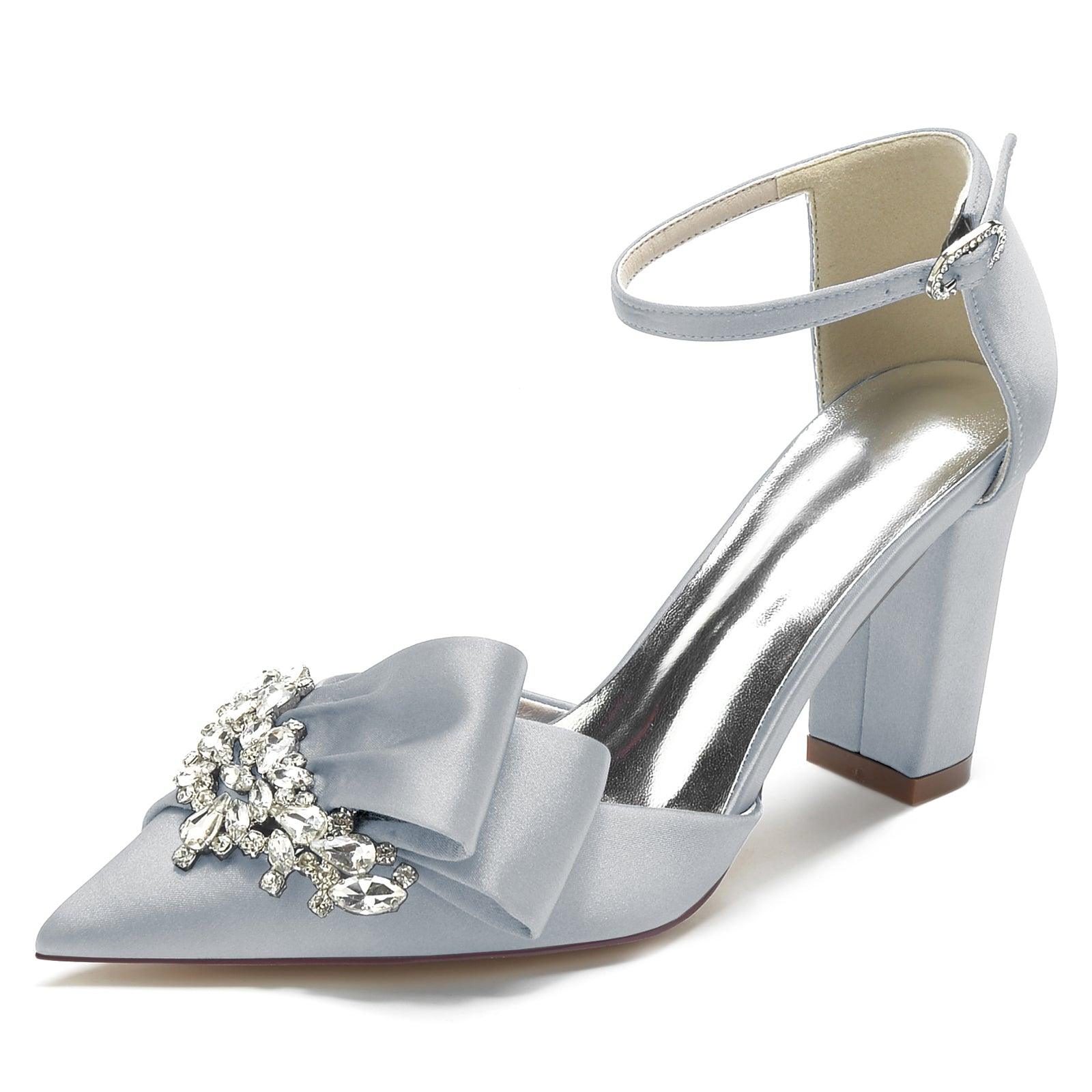 Chunky Heel 8.5cm Silk-Like Shoes CK0196 - COCOMELODY