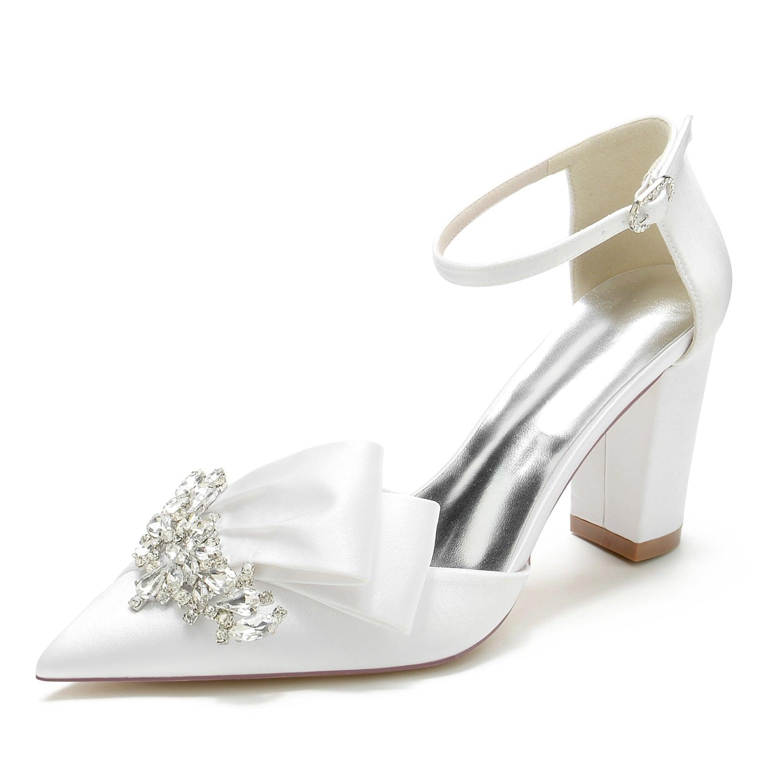 Chunky Heel 8.5cm Silk-Like Shoes CK0196 - COCOMELODY