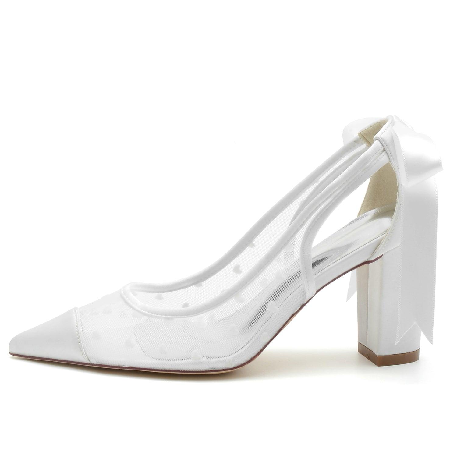 Chunky Heel 8.5cm Tulle Shoes CK0197 - COCOMELODY