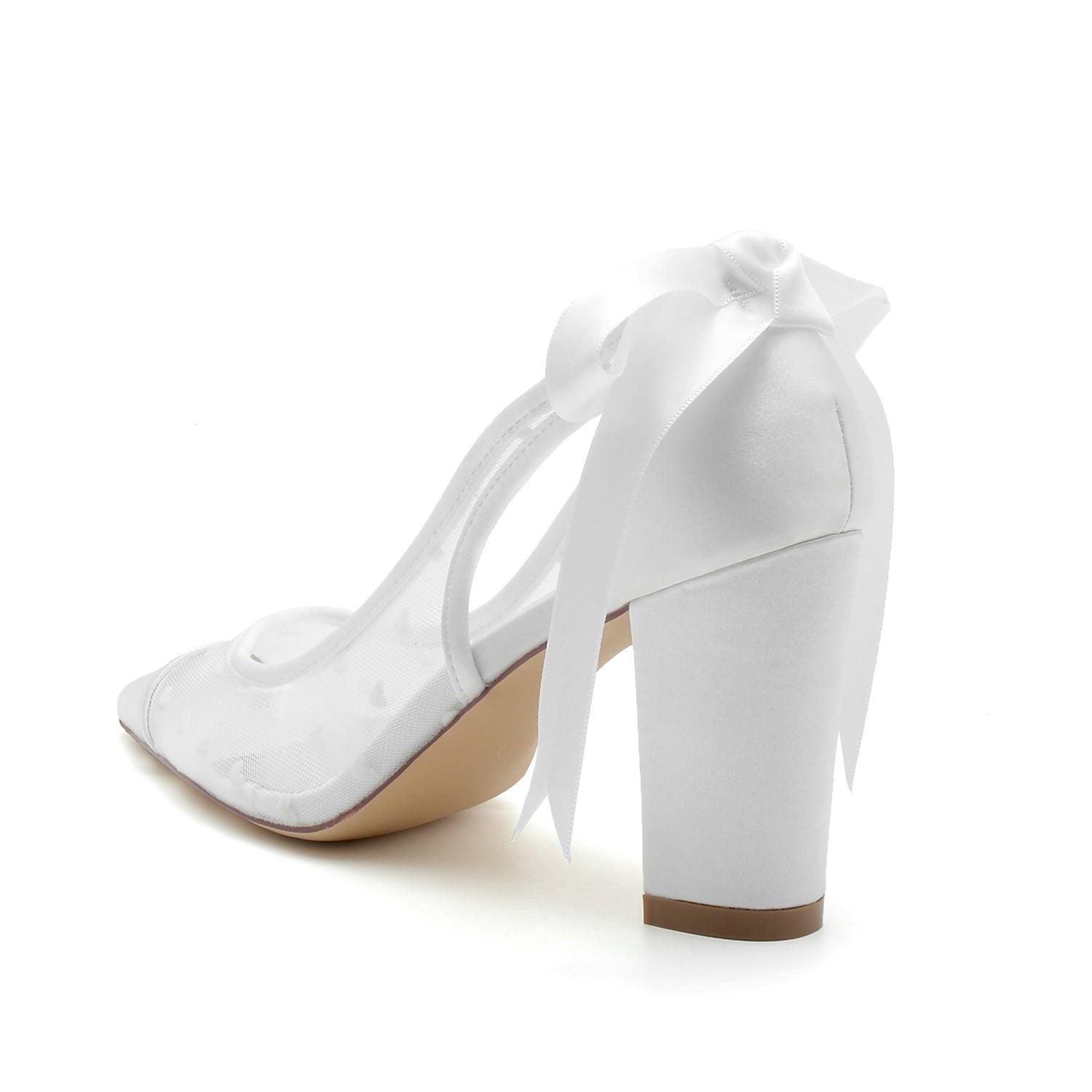 Chunky Heel 8.5cm Tulle Shoes CK0197 - COCOMELODY