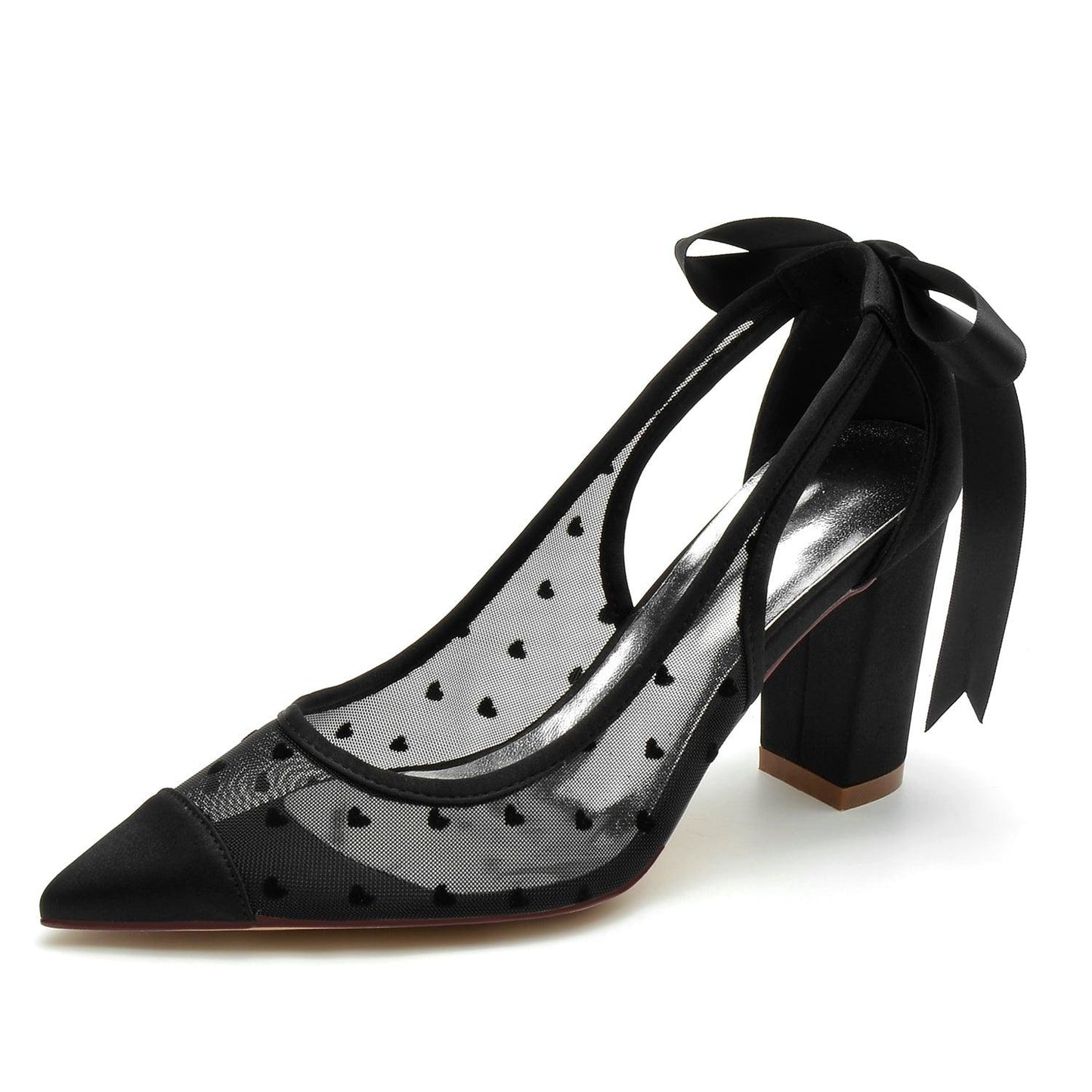 Chunky Heel 8.5cm Tulle Shoes CK0197 - COCOMELODY