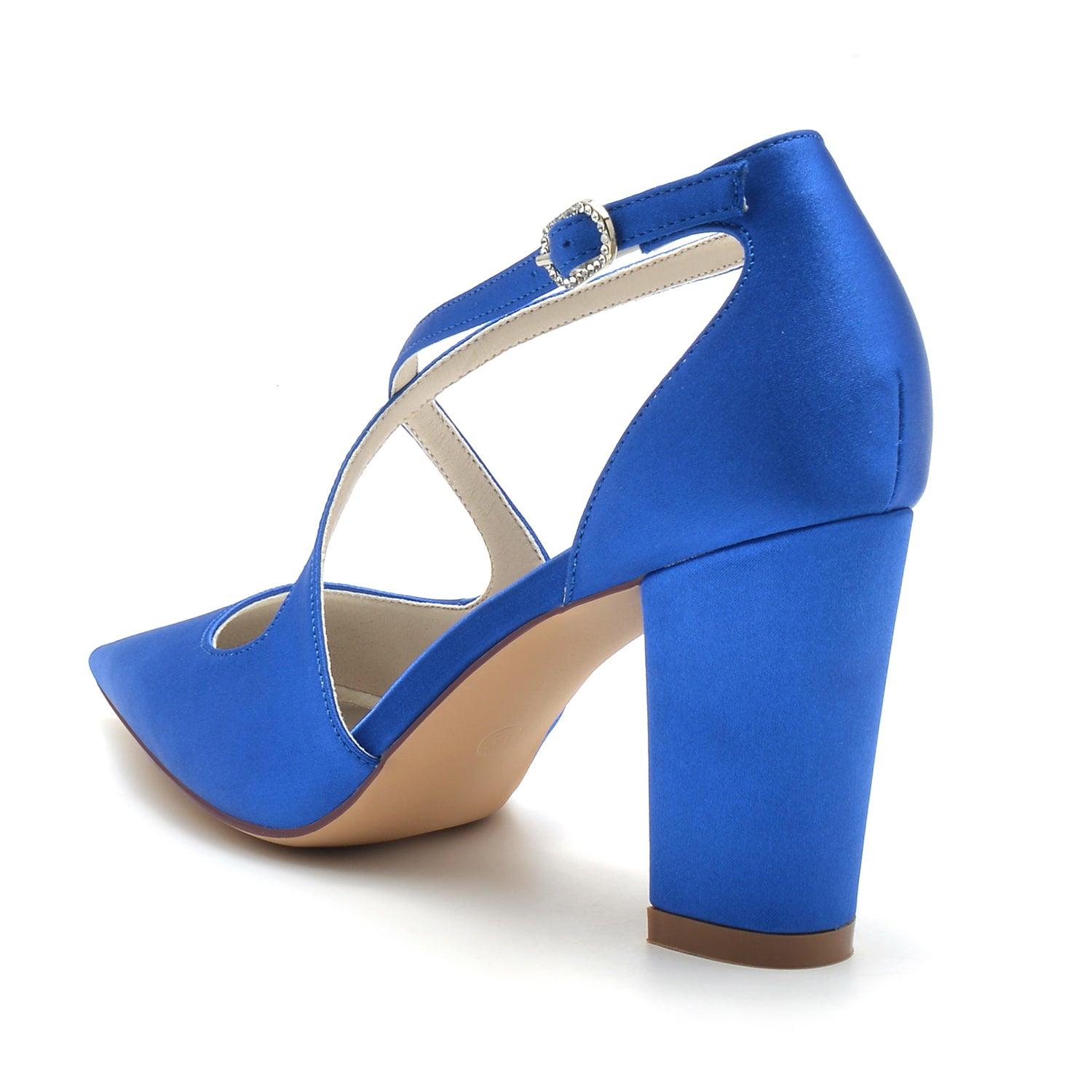 Chunky Heel 8.5cm Silk-Like Shoes CK0198 - COCOMELODY