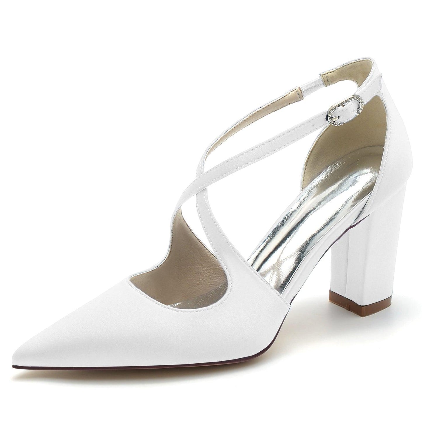 Chunky Heel 8.5cm Silk-Like Shoes CK0198 - COCOMELODY