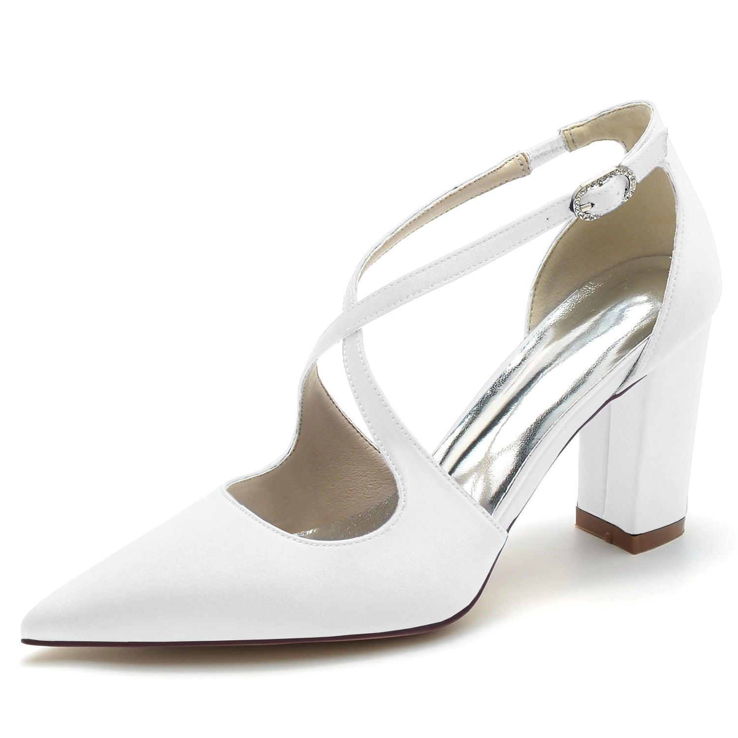 Chunky Heel 8.5cm Silk-Like Shoes CK0198 - COCOMELODY