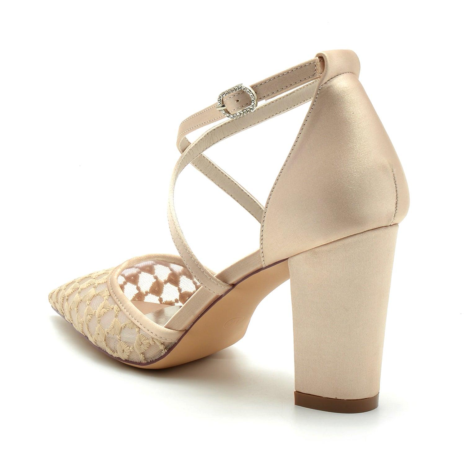 Chunky Heel 8.5cm Tulle Shoes CK0199 - COCOMELODY