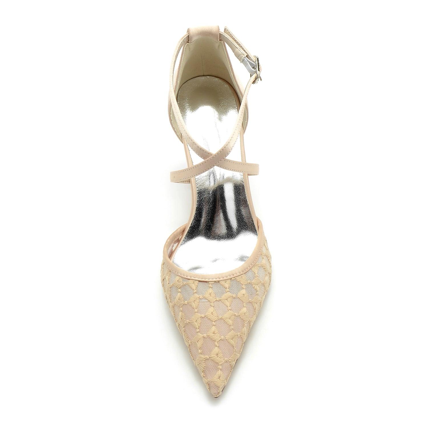 Chunky Heel 8.5cm Tulle Shoes CK0199 - COCOMELODY