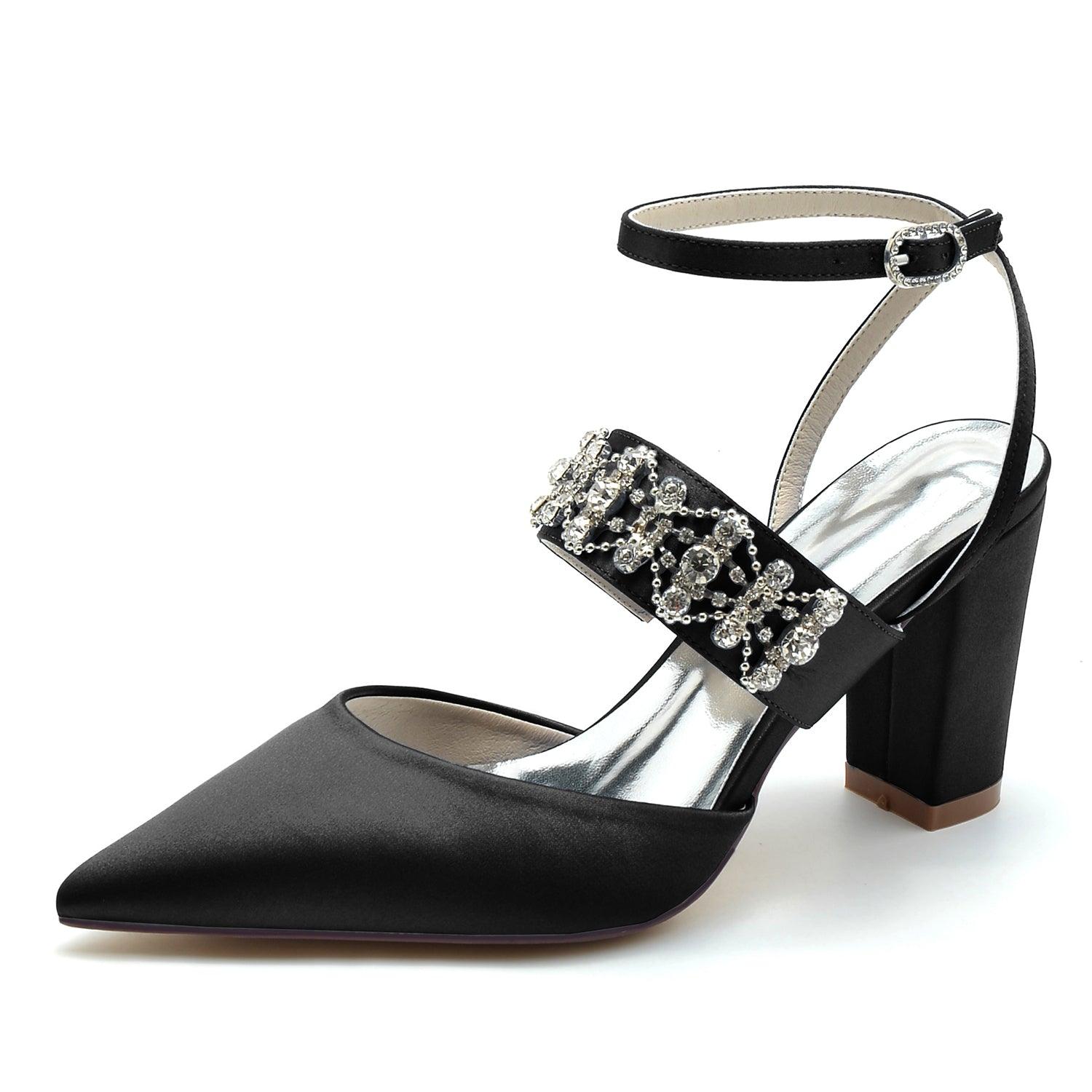 Chunky Heel 8.5cm Silk-Like Shoes CK0200 - COCOMELODY