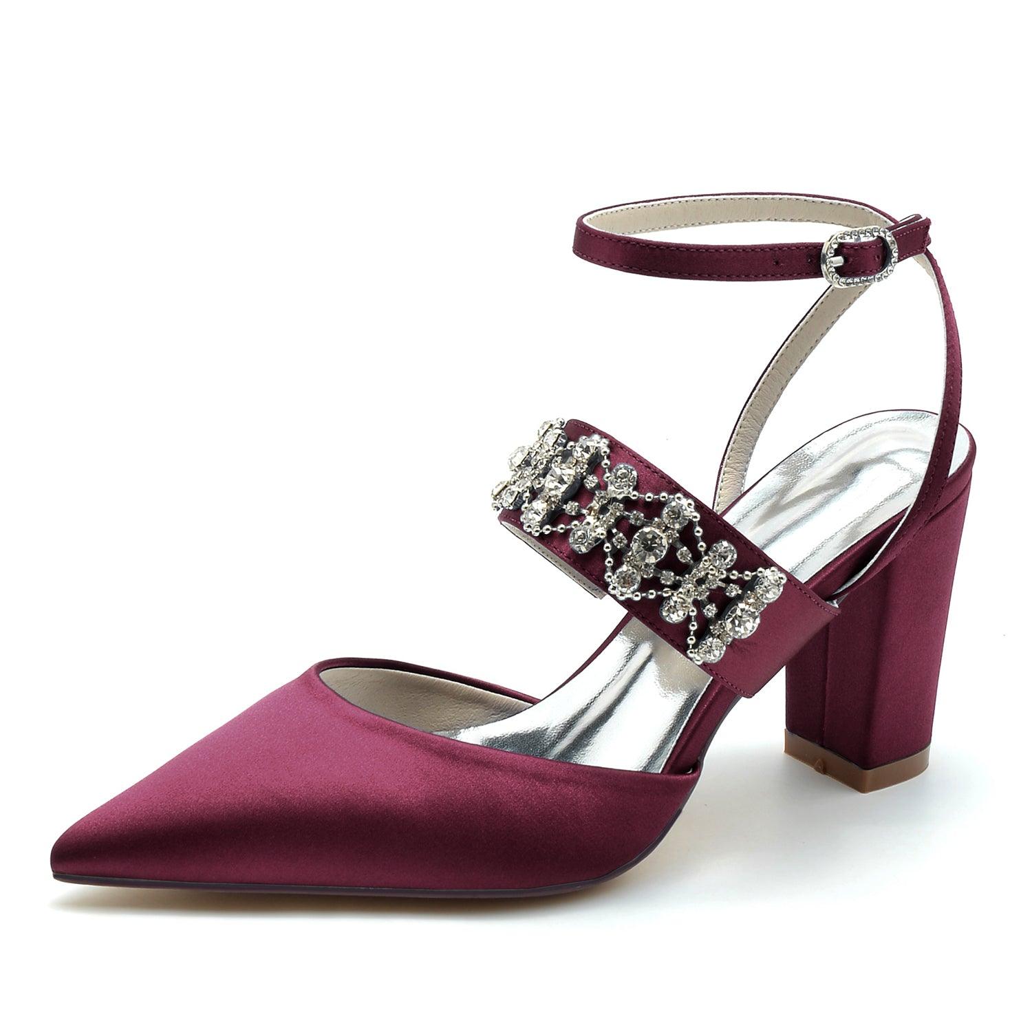 Chunky Heel 8.5cm Silk-Like Shoes CK0200 - COCOMELODY