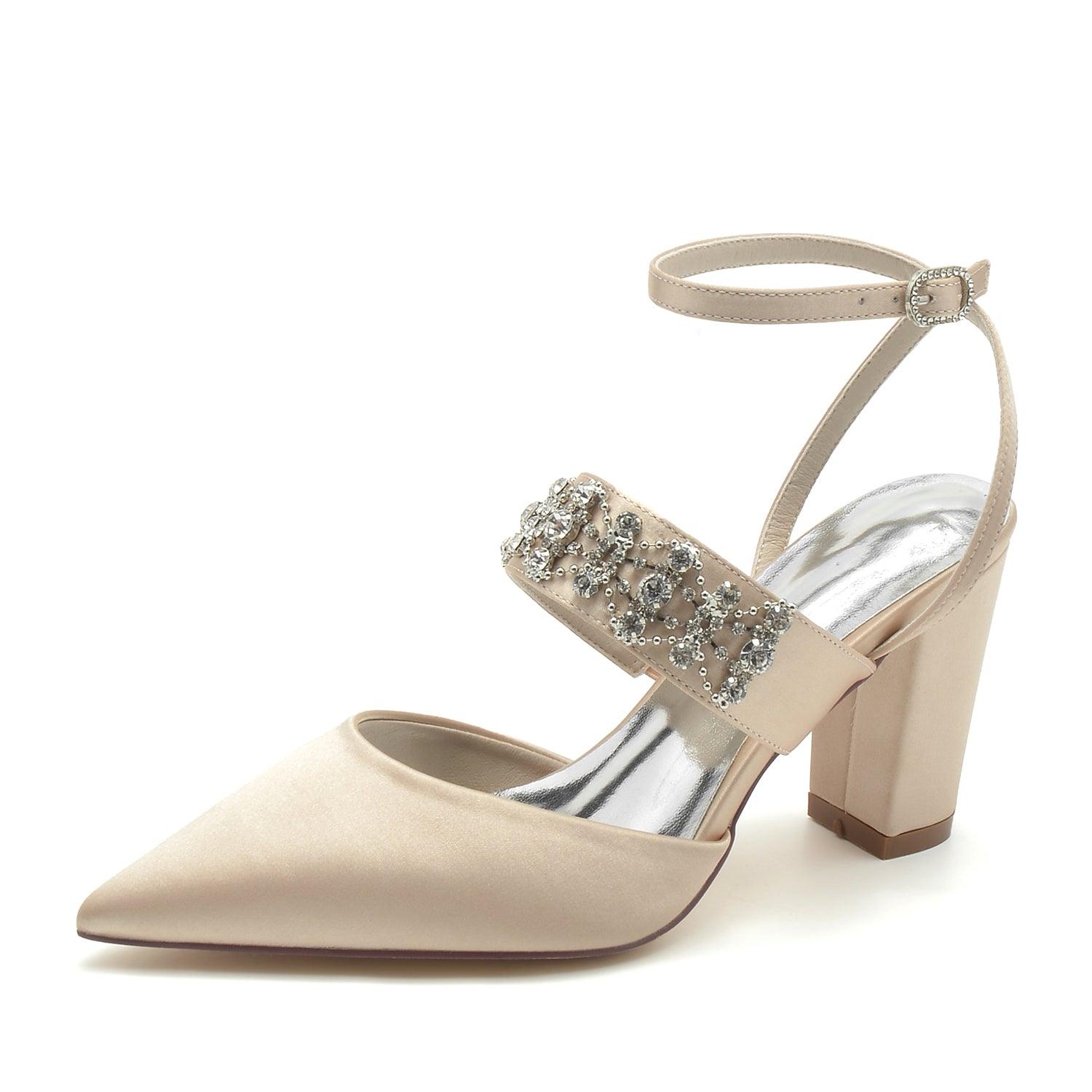 Chunky Heel 8.5cm Silk-Like Shoes CK0200 - COCOMELODY