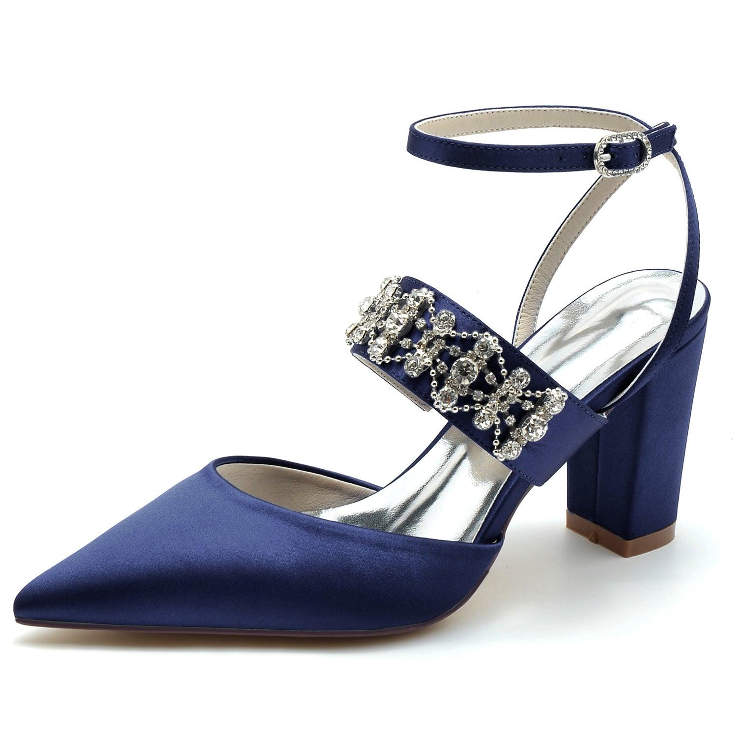 Chunky Heel 8.5cm Silk-Like Shoes CK0200 - COCOMELODY