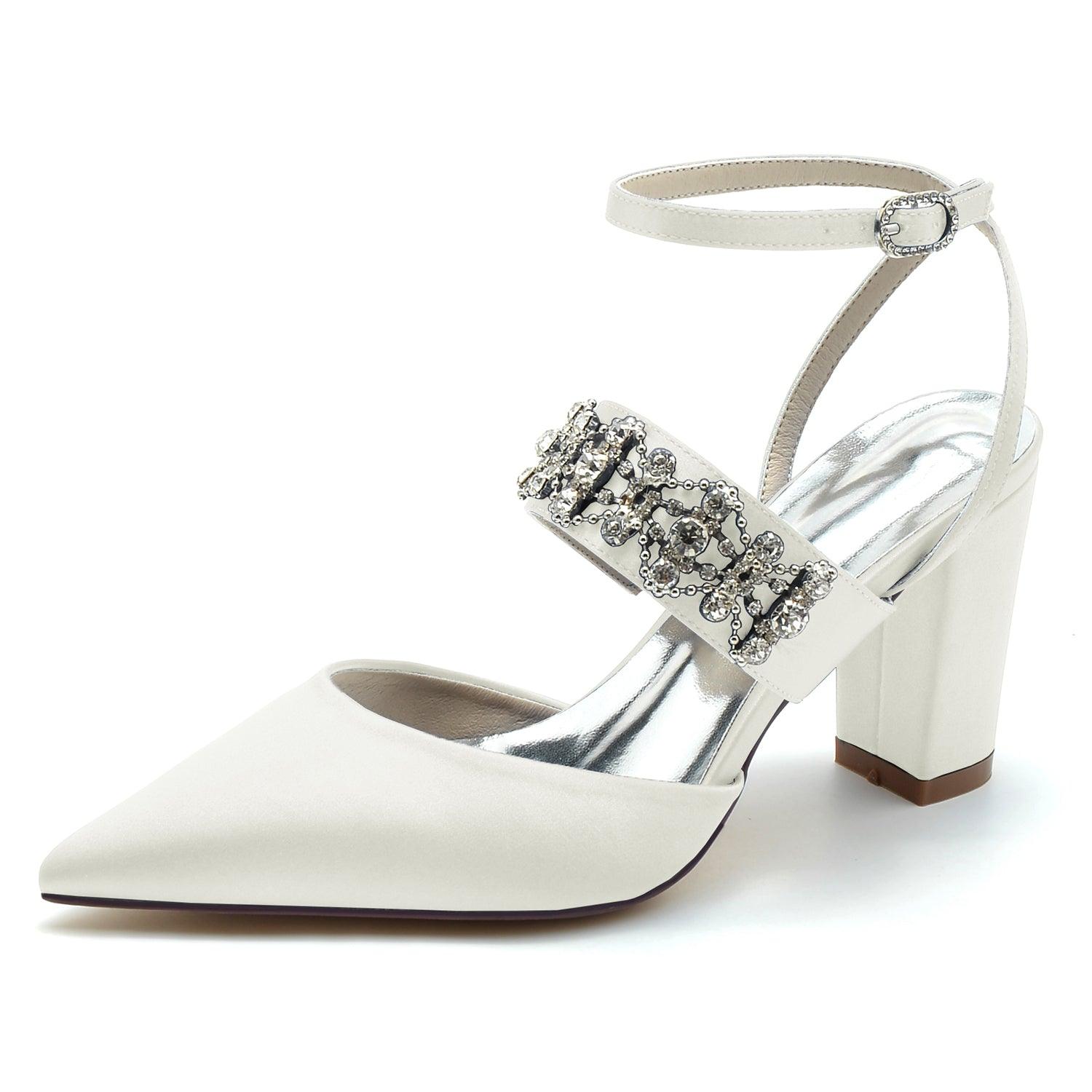 Chunky Heel 8.5cm Silk-Like Shoes CK0200 - COCOMELODY